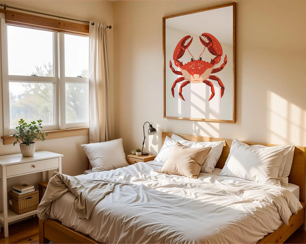 Bold Red Crab Art Print | Coastal Nautical Decor wall art print, modern home decor, unframed artwork by Nomad & Nest