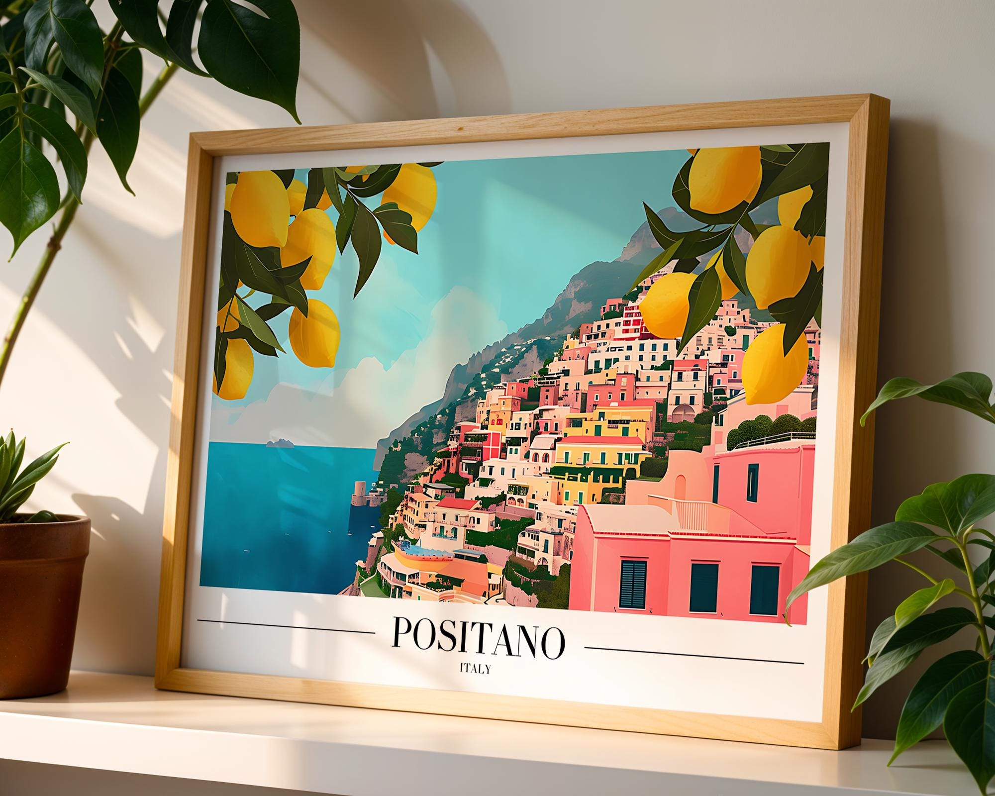 Positano Italy Print | Amalfi Coast, Lemon Tree Wall Art wall art print, modern home decor, unframed artwork by Nomad & Nest