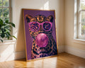 Colourful Prints | Leopard Bubblegum Print | Funky Animal Wall Art wall art print, modern home decor, unframed artwork by Nomad & Nest