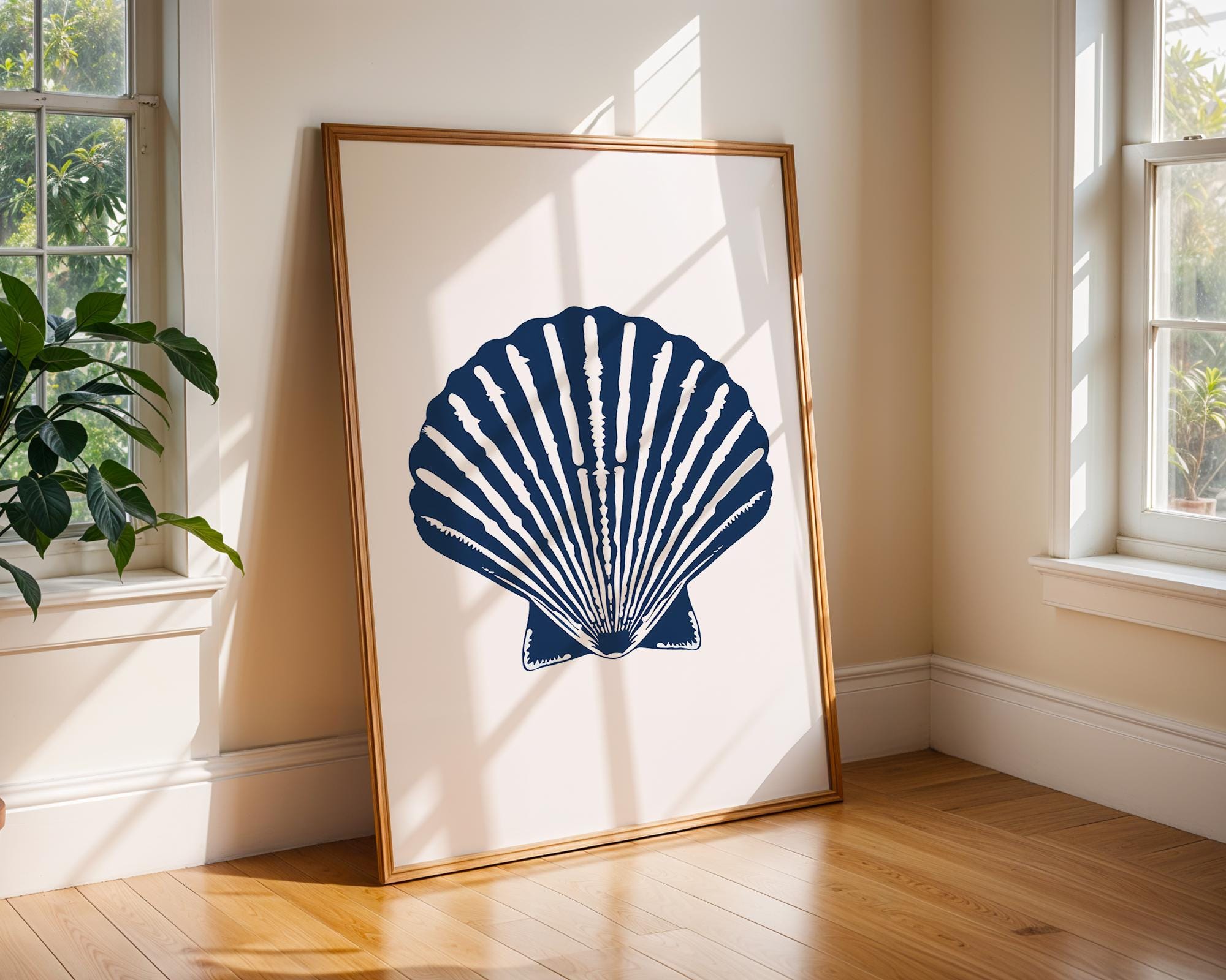 Seashell Wall Art Print | Navy Coastal Decor wall art print, modern home decor, unframed artwork by Nomad & Nest