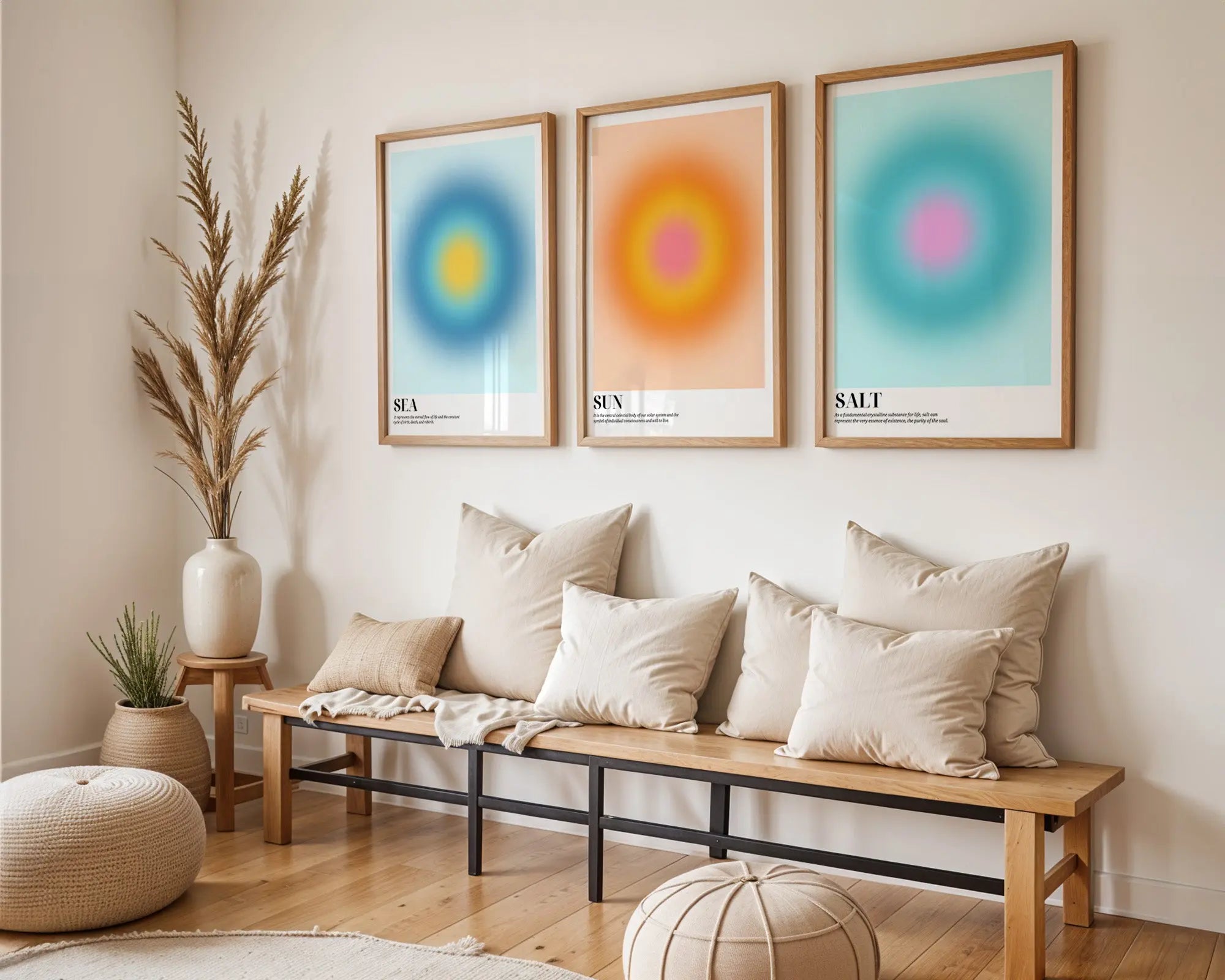 Colourful Prints | Sun Sea Salt Gradient Art Print Set | Modern Coastal Decor (Set of 3) wall art print, modern home decor, unframed artwork by Nomad & Nest