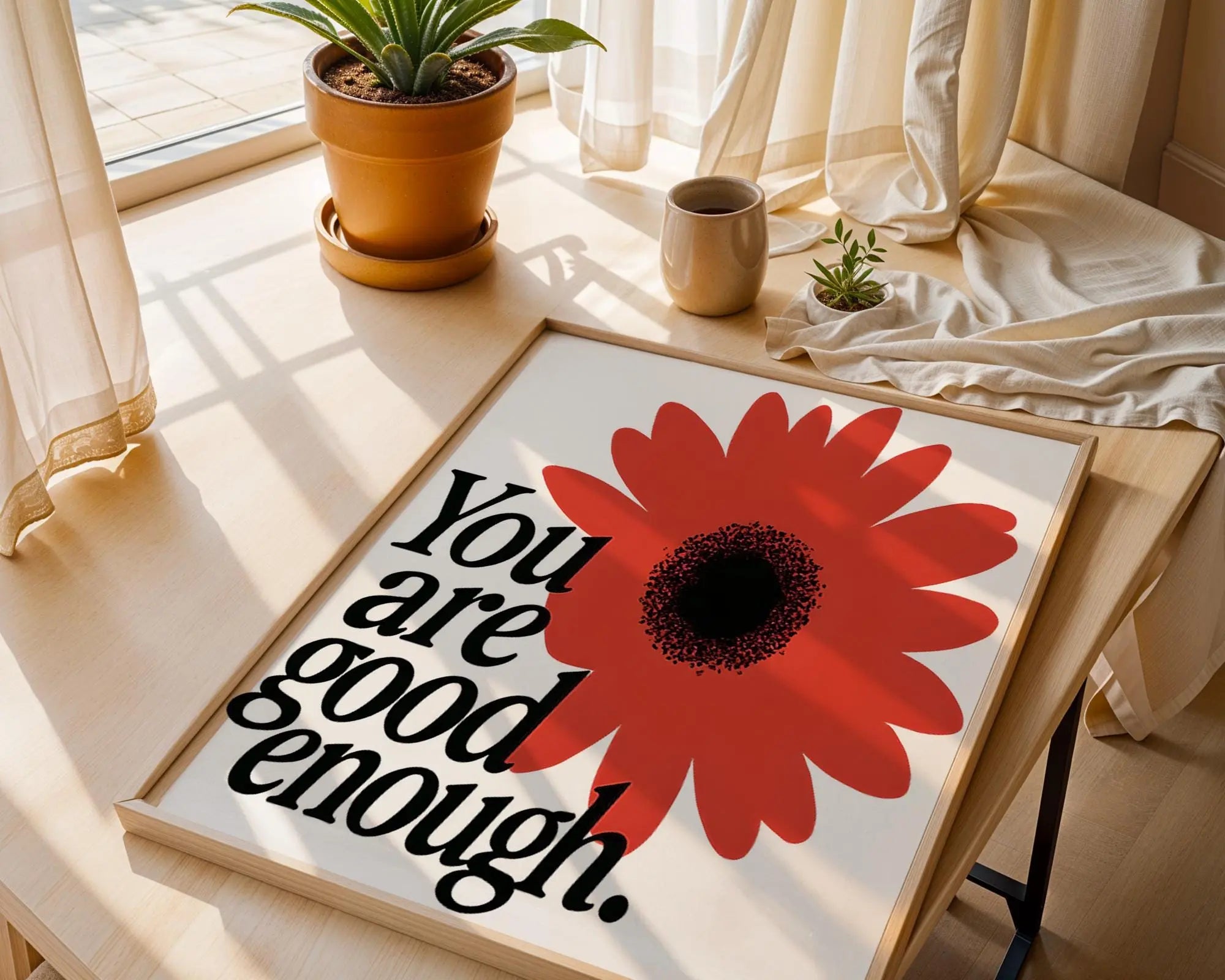 Red Flower Print – You Are Good Enough, Motivational Wall Art wall art print, modern home decor, unframed artwork by Nomad & Nest