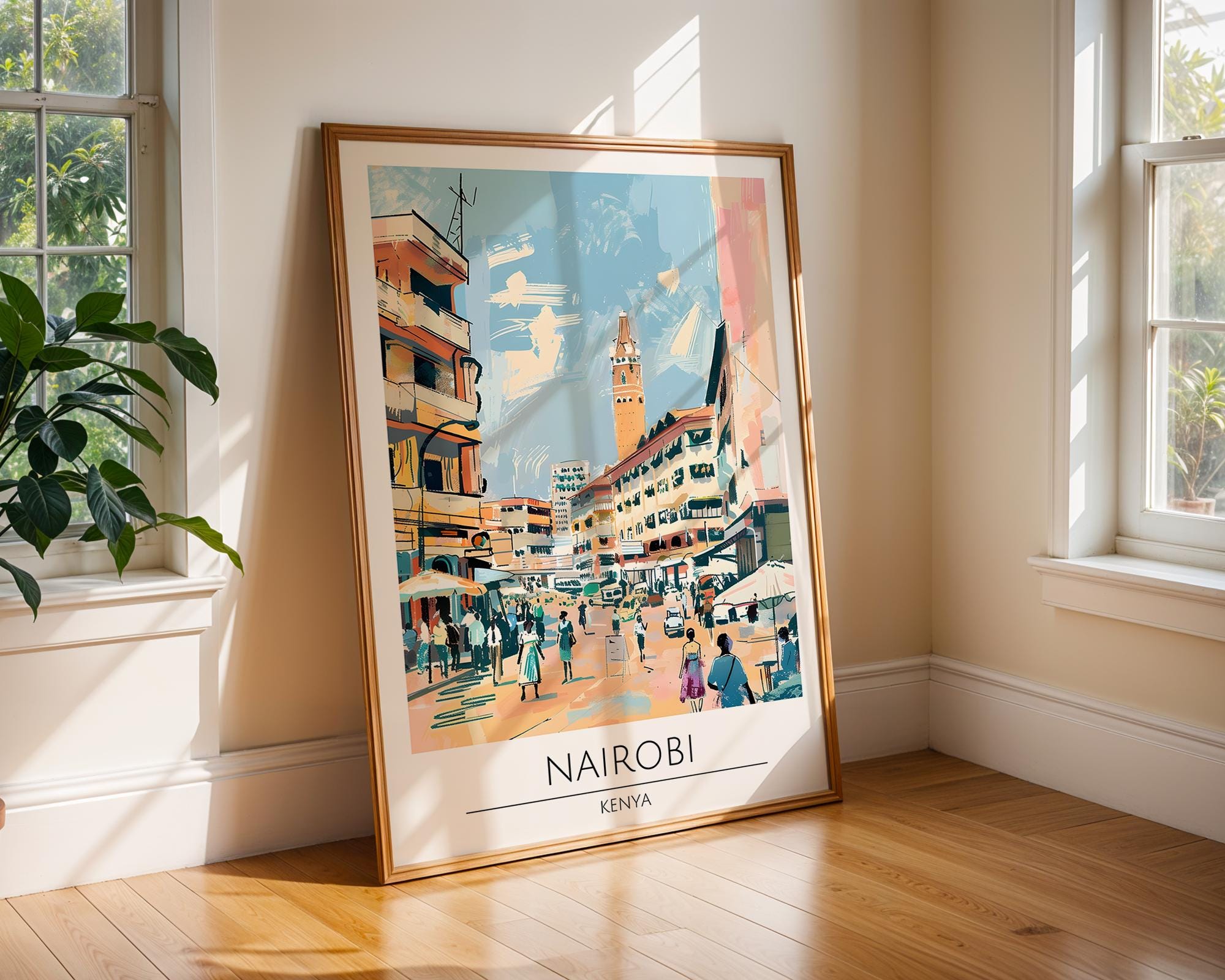 Nairobi Kenya City Art Print | Vibrant African Travel Poster wall art print, modern home decor, unframed artwork by Nomad & Nest