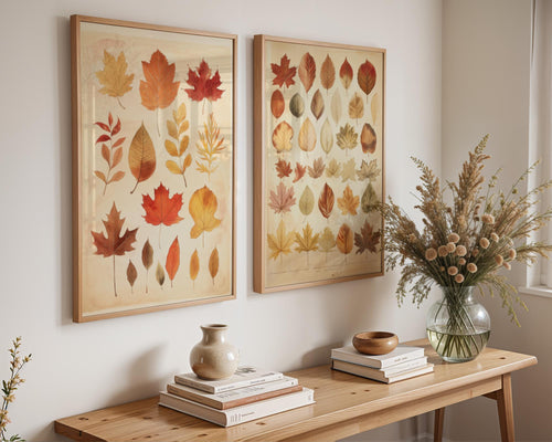 Autumn Leaf Print Set | Vintage Botanical Illustration, Fall Decor wall art print, modern home decor, unframed artwork by Nomad & Nest
