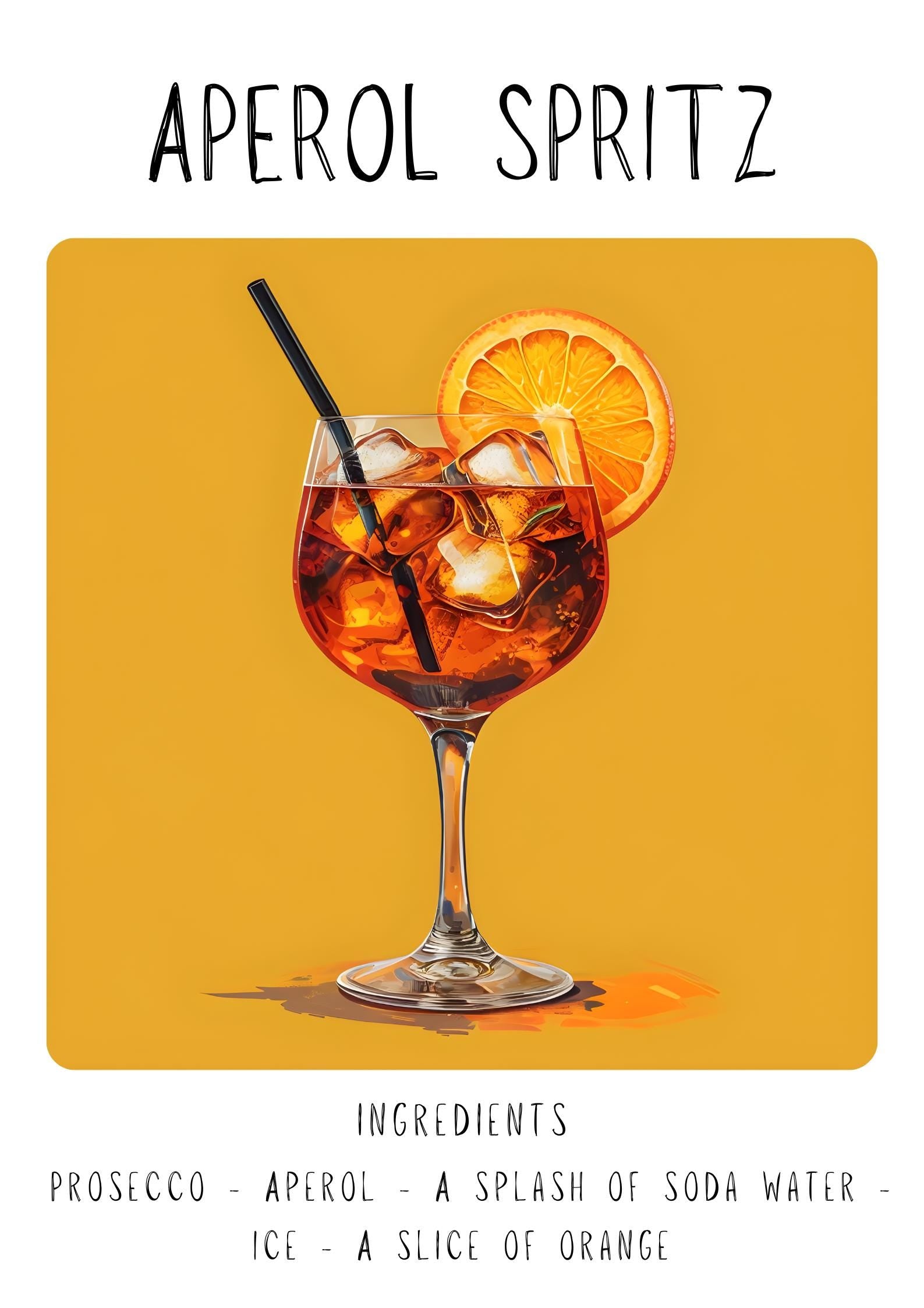 Aperol Spritz Cocktail Art Print | Minimalist Bar Cart Decor wall art print, modern home decor, unframed artwork by Nomad & Nest