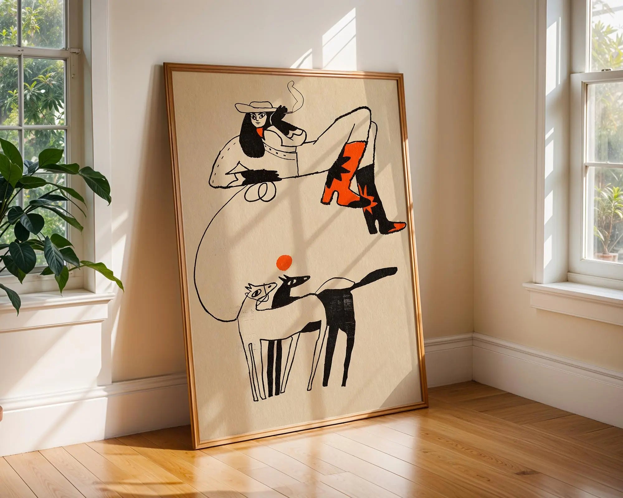 Vintage Cowgirl Art Print | Retro Western Illustration wall art print, modern home decor, unframed artwork by Nomad & Nest