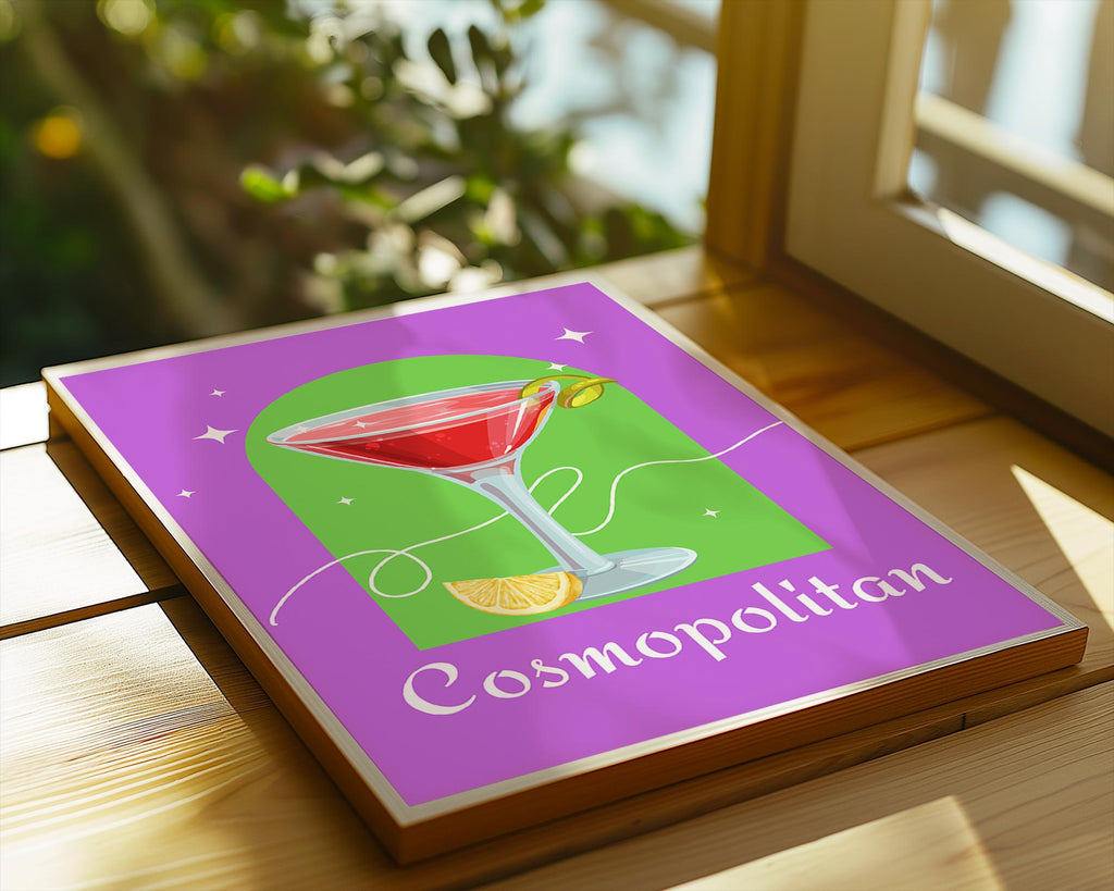 Cosmopolitan Cocktail Art Print | Modern Bar Cart Decor wall art print, modern home decor, unframed artwork by Nomad & Nest