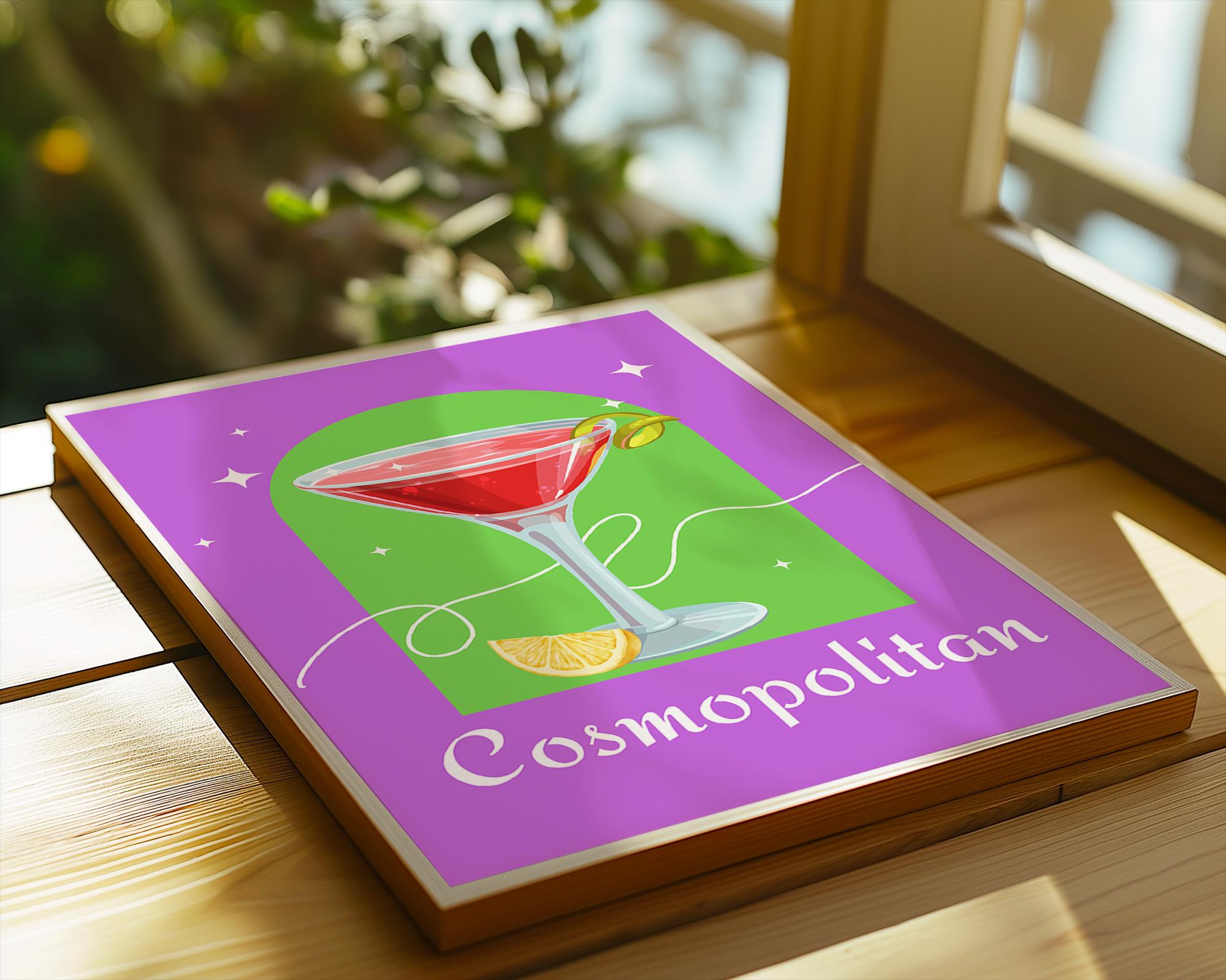 Cosmopolitan Cocktail Art Print | Modern Bar Cart Decor wall art print, modern home decor, unframed artwork by Nomad & Nest