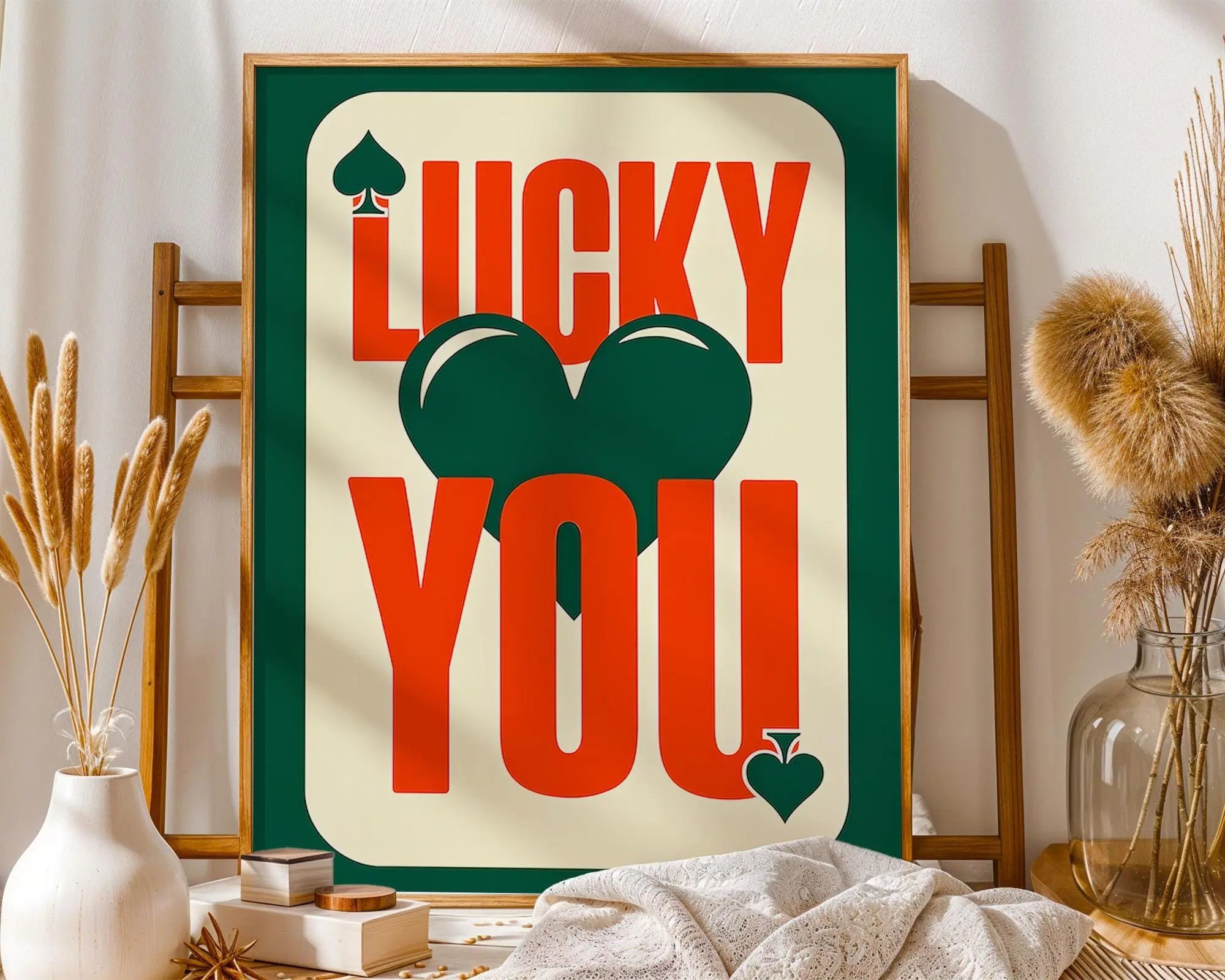 Lucky You Retro Card Art Print | Bold Typography Wall Decor wall art print, modern home decor, unframed artwork by Nomad & Nest