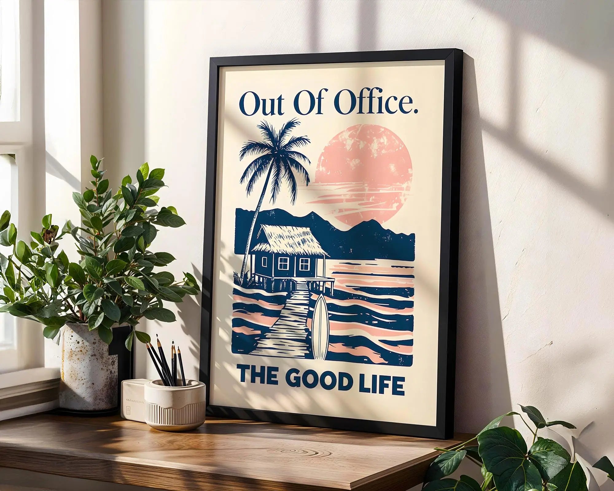 Positive Emotion | Out Of Office The Good Life Wall Art | Tropical Escape Poster | Vacation Decor wall art print, modern home decor, unframed artwork by Nomad & Nest