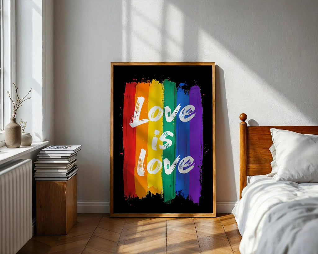 Positive Emotion | Love Is Love Rainbow Wall Art | Pride Typography Poster | LGBTQ+ Statement Print wall art print, modern home decor, unframed artwork by Nomad & Nest
