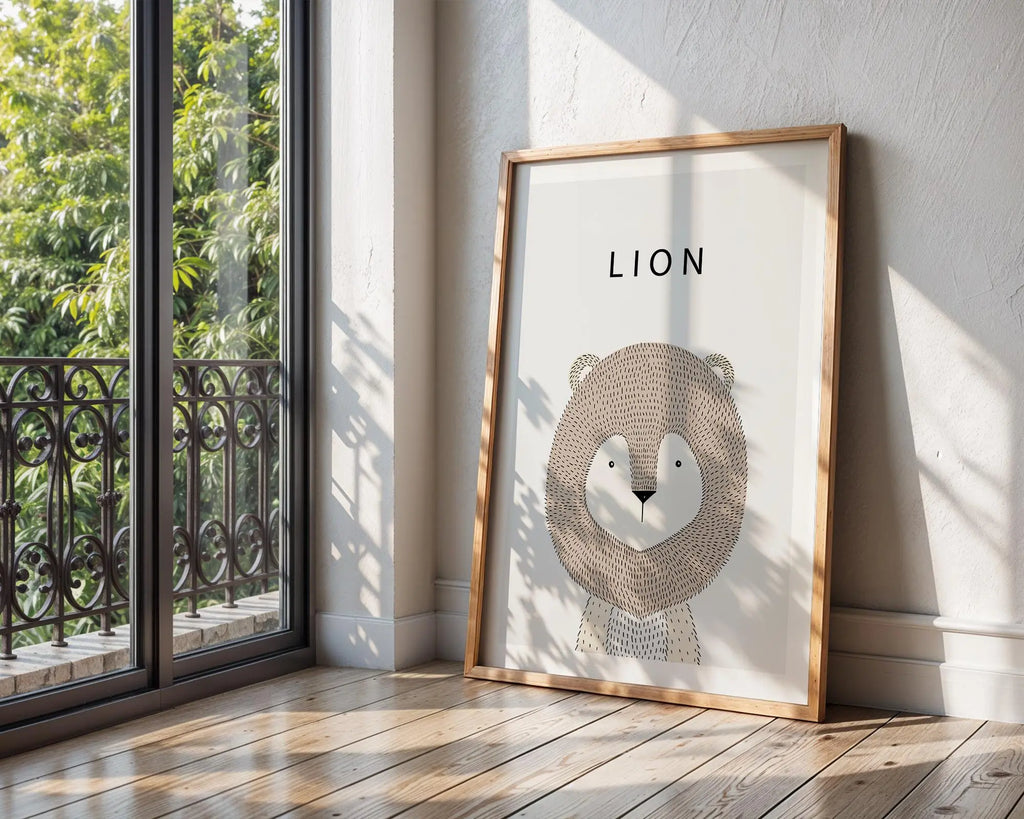 Lion Nursery Art Print | Scandinavian Kids Room Decor wall art print, modern home decor, unframed artwork by Nomad & Nest