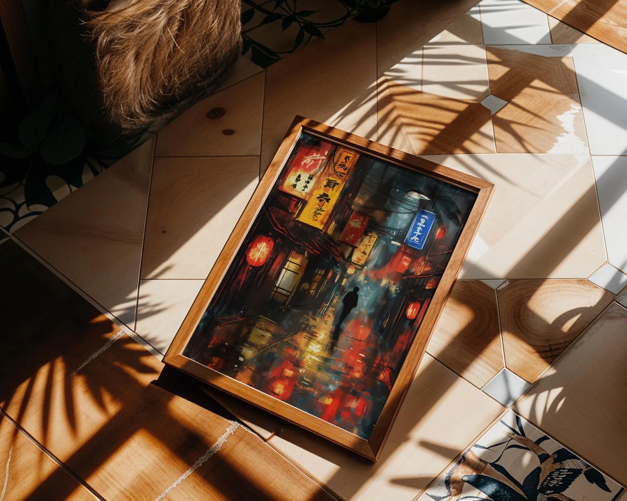 Japanese Poster | Cyberpunk Tokyo Street Print – Neon Cityscape,  Lanterns wall art print, modern home decor, unframed artwork by Nomad & Nest
