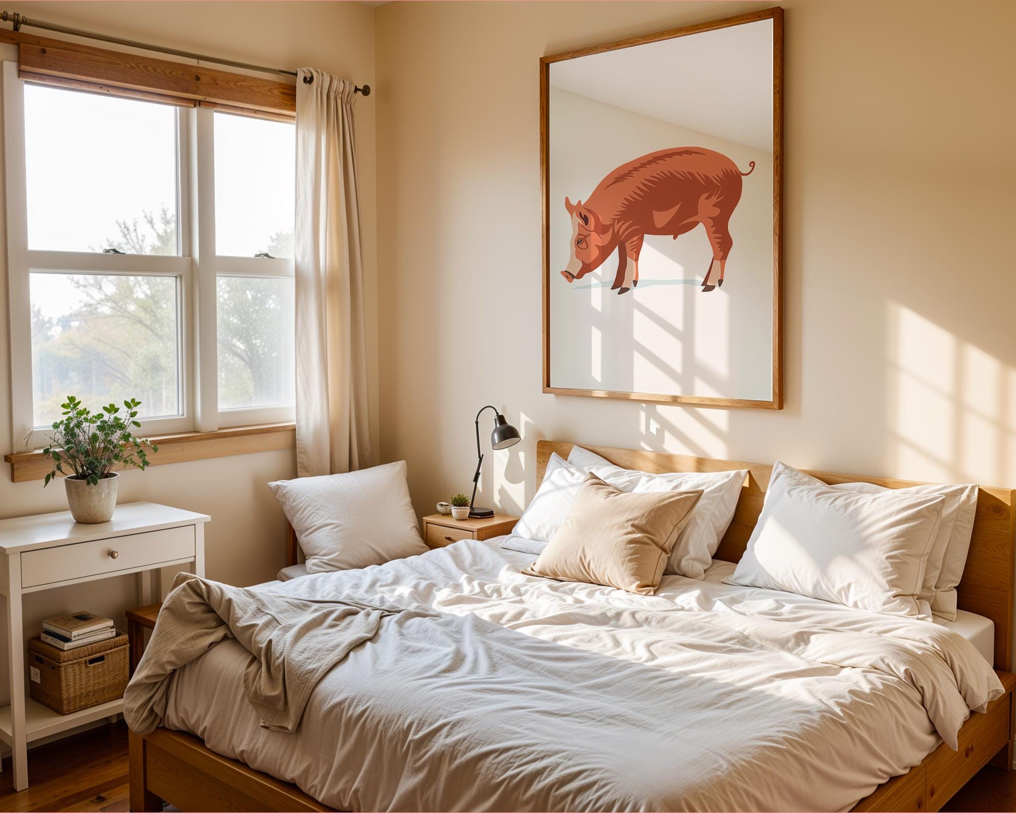 Red Pig Art Print, Modern Farmhouse Decor wall art print, modern home decor, unframed artwork by Nomad & Nest