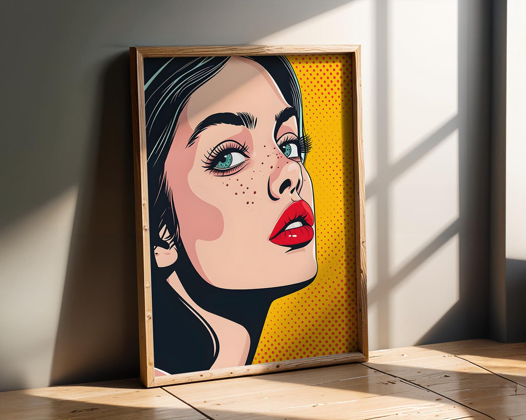 Modern Pop Art | Woman Portrait | Retro Comic Style  Print wall art print, modern home decor, unframed artwork by Nomad & Nest