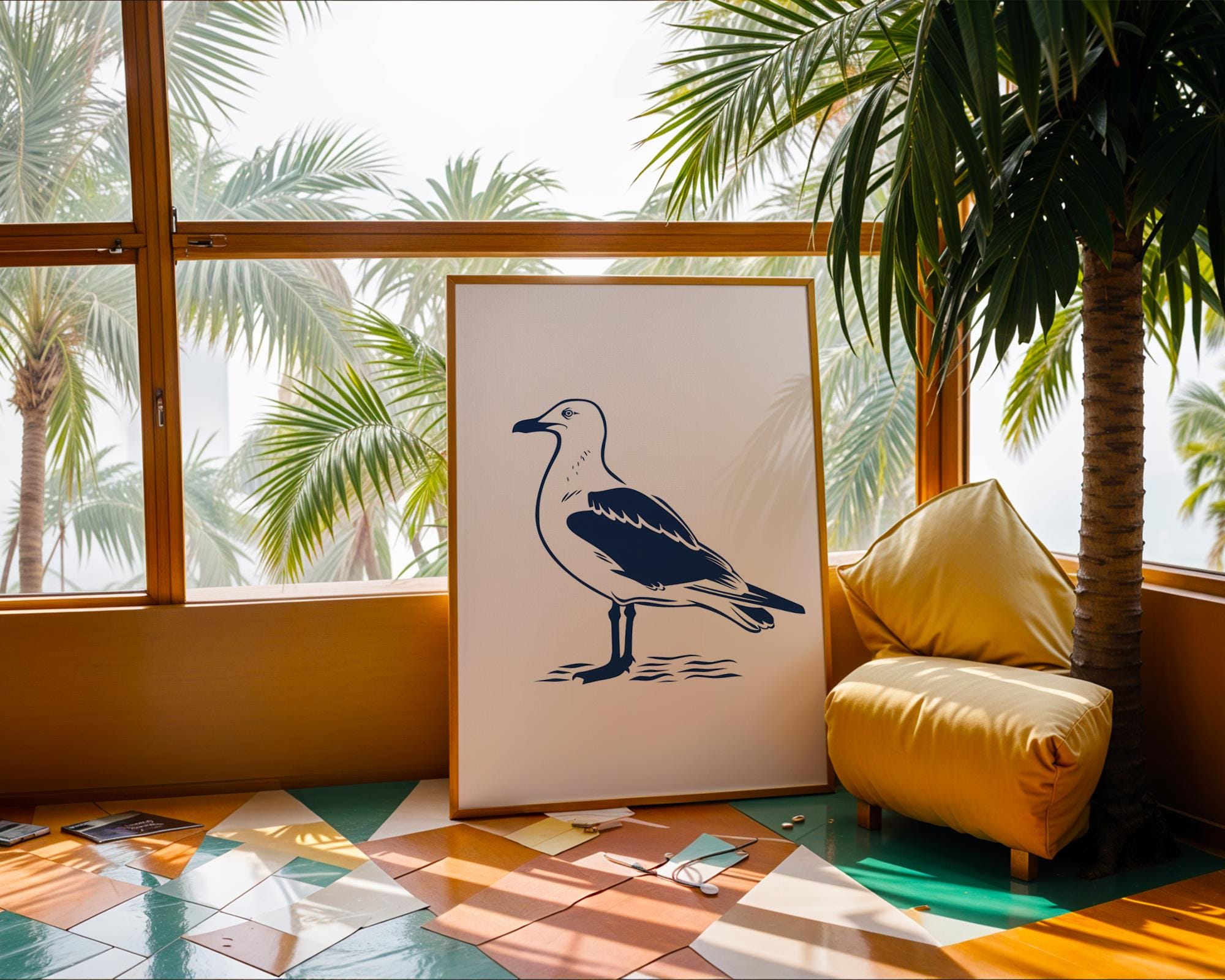 Sea Gull Art Print | Coastal Bird Poster, Modern Wildlife Artwork wall art print, modern home decor, unframed artwork by Nomad & Nest