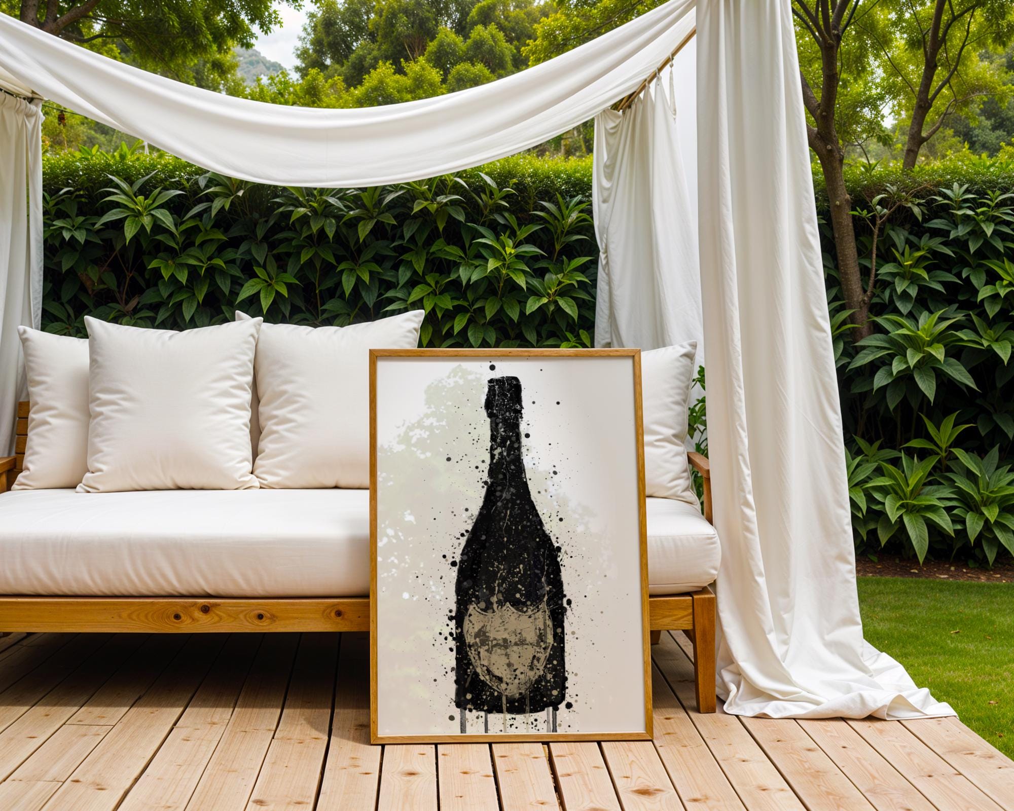Champagne Bottle Art Print | Modern Alcohol Poster, Bar Decor wall art print, modern home decor, unframed artwork by Nomad & Nest