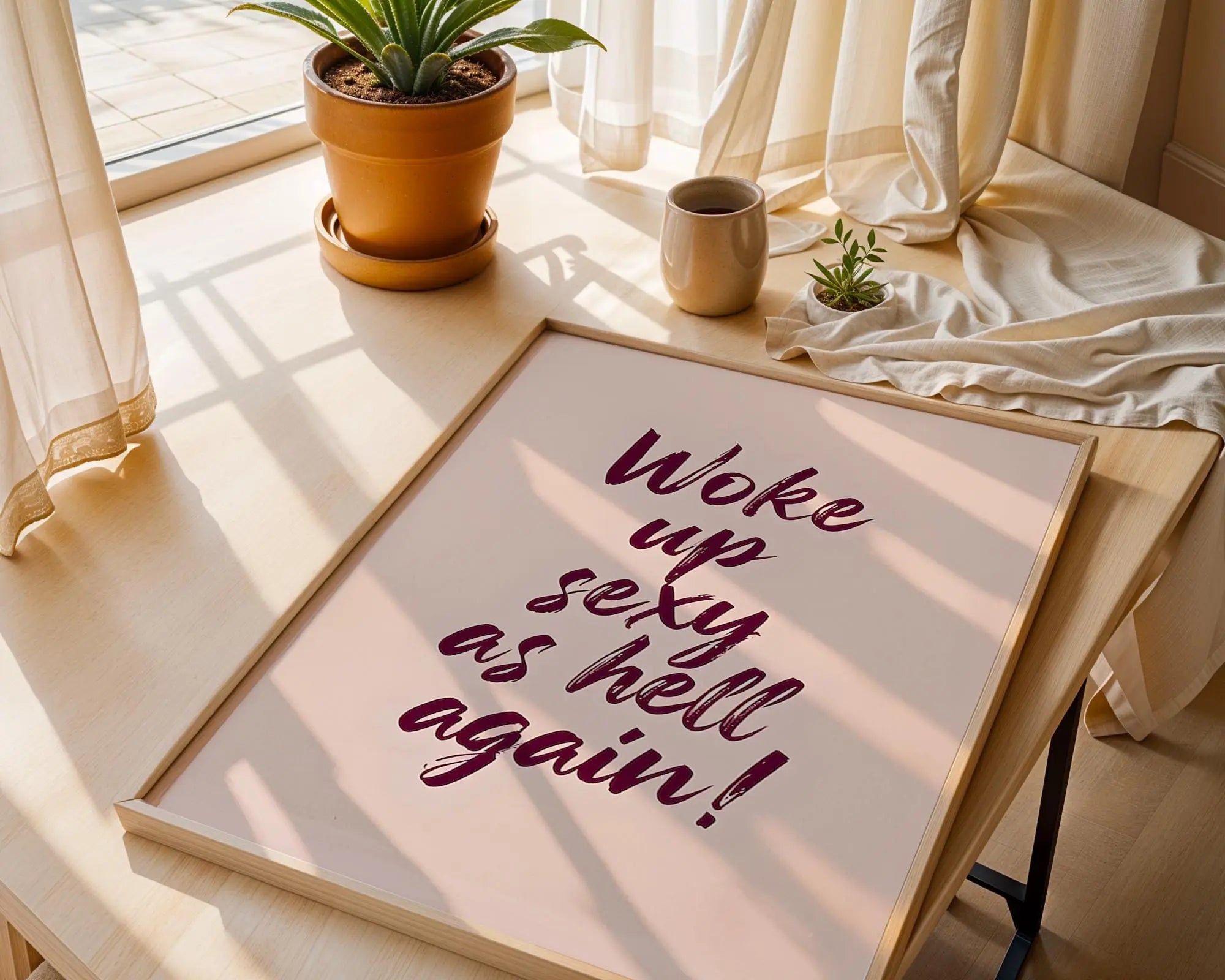 Positive Emotion | Woke Up Sexy As Hell Quote Print | Confident Bold Typography Wall Art wall art print, modern home decor, unframed artwork by Nomad & Nest