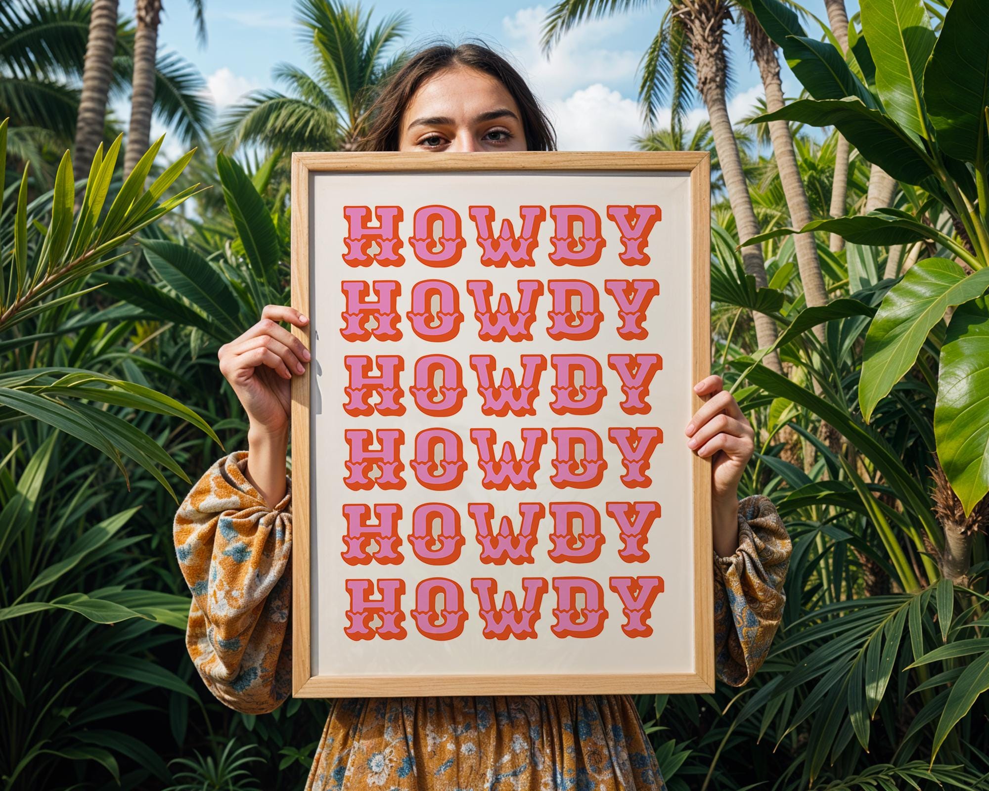 Retro "Howdy" Art Print | Western Graphic Home Decor wall art print, modern home decor, unframed artwork by Nomad & Nest