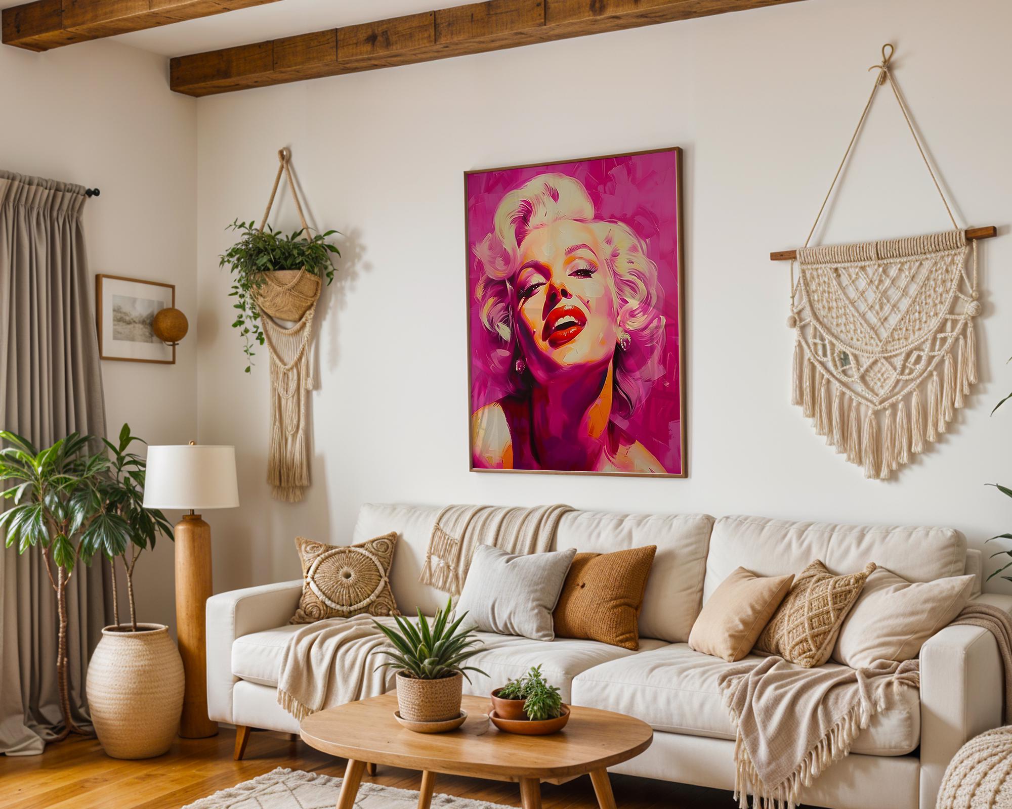 Modern Pop Art | Marilyn Monroe  Print | Glamorous Pink Hollywood Portrait wall art print, modern home decor, unframed artwork by Nomad & Nest