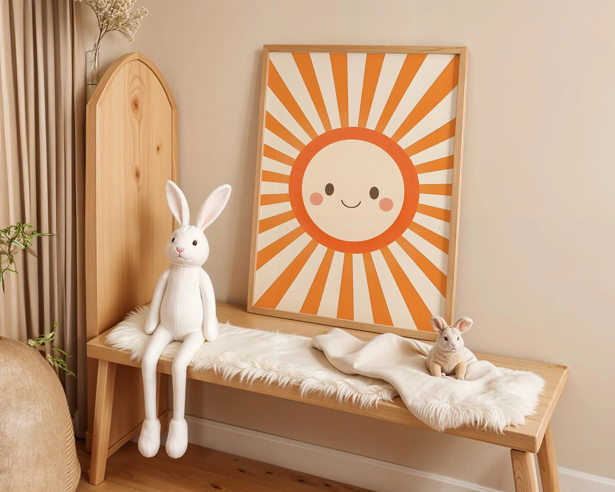 Playroom Ideas | Smiling Sun Nursery Wall Art | Retro Boho Sunshine Print wall art print, modern home decor, unframed artwork by Nomad & Nest