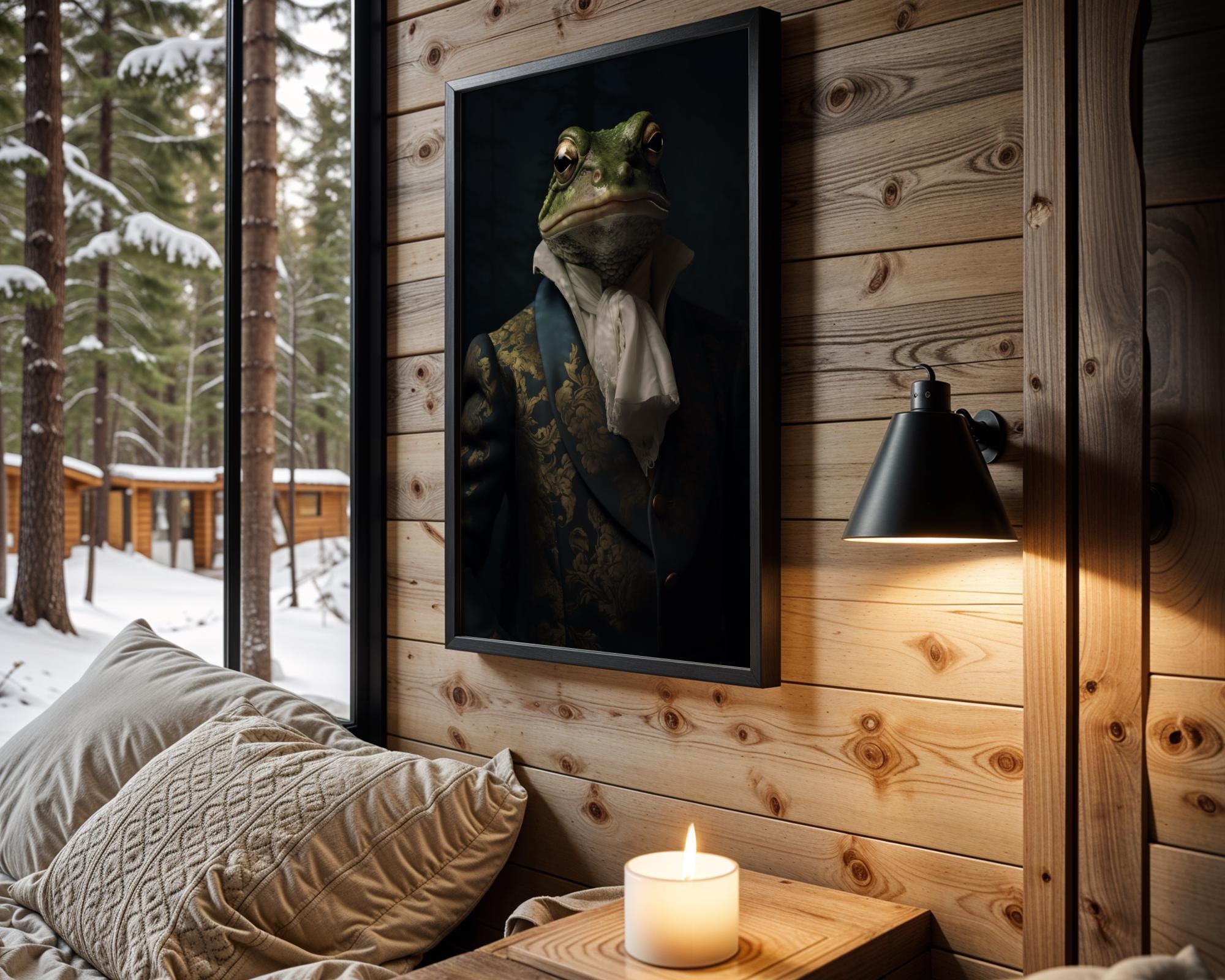 Whimsical Frog Wall Art | Blue Velvet Suit & Cravat, 18th Century Amphibian Aristocrat Print wall art print, modern home decor, unframed artwork by Nomad & Nest