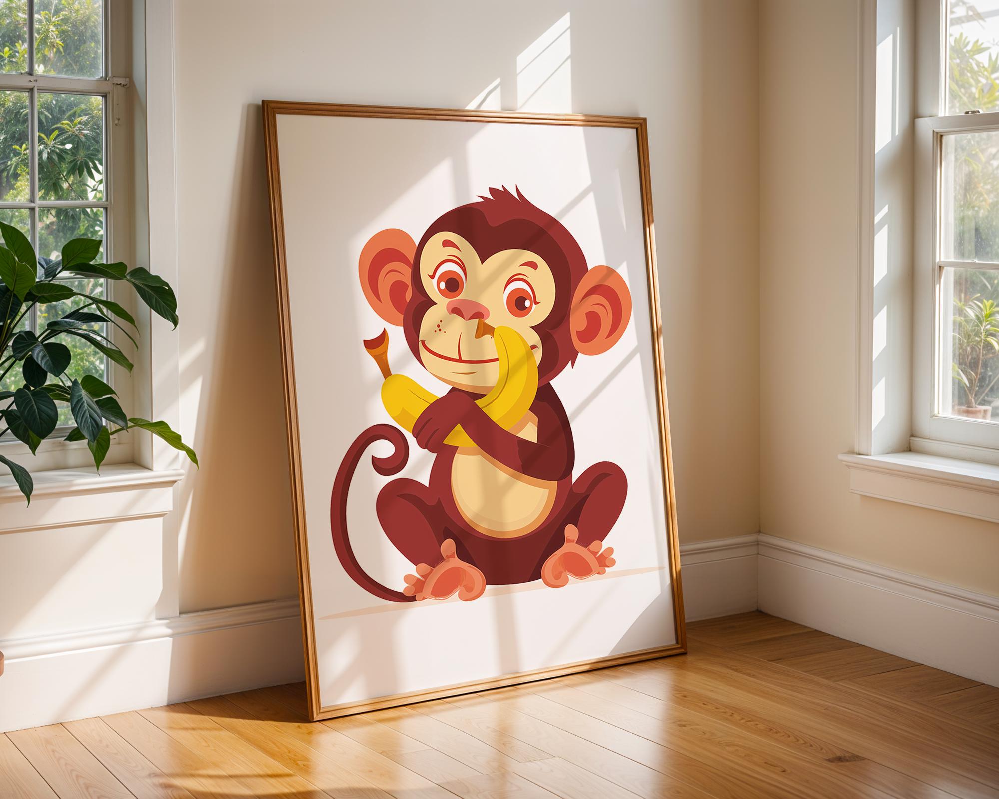 Playful Monkey Print | Jungle Nursery Wall Art wall art print, modern home decor, unframed artwork by Nomad & Nest