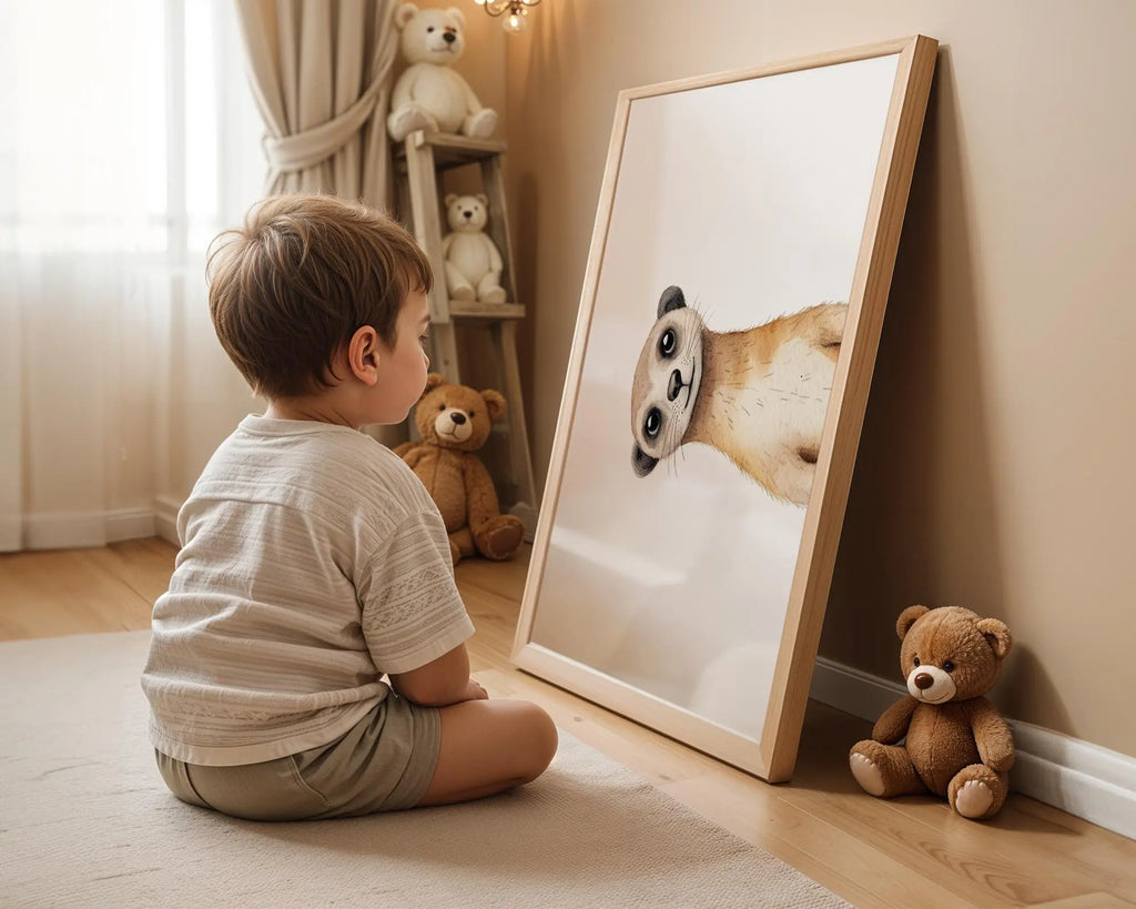 Playroom Ideas | Meerkat Nursery Wall Art | Safari Animal Baby Decor wall art print, modern home decor, unframed artwork by Nomad & Nest