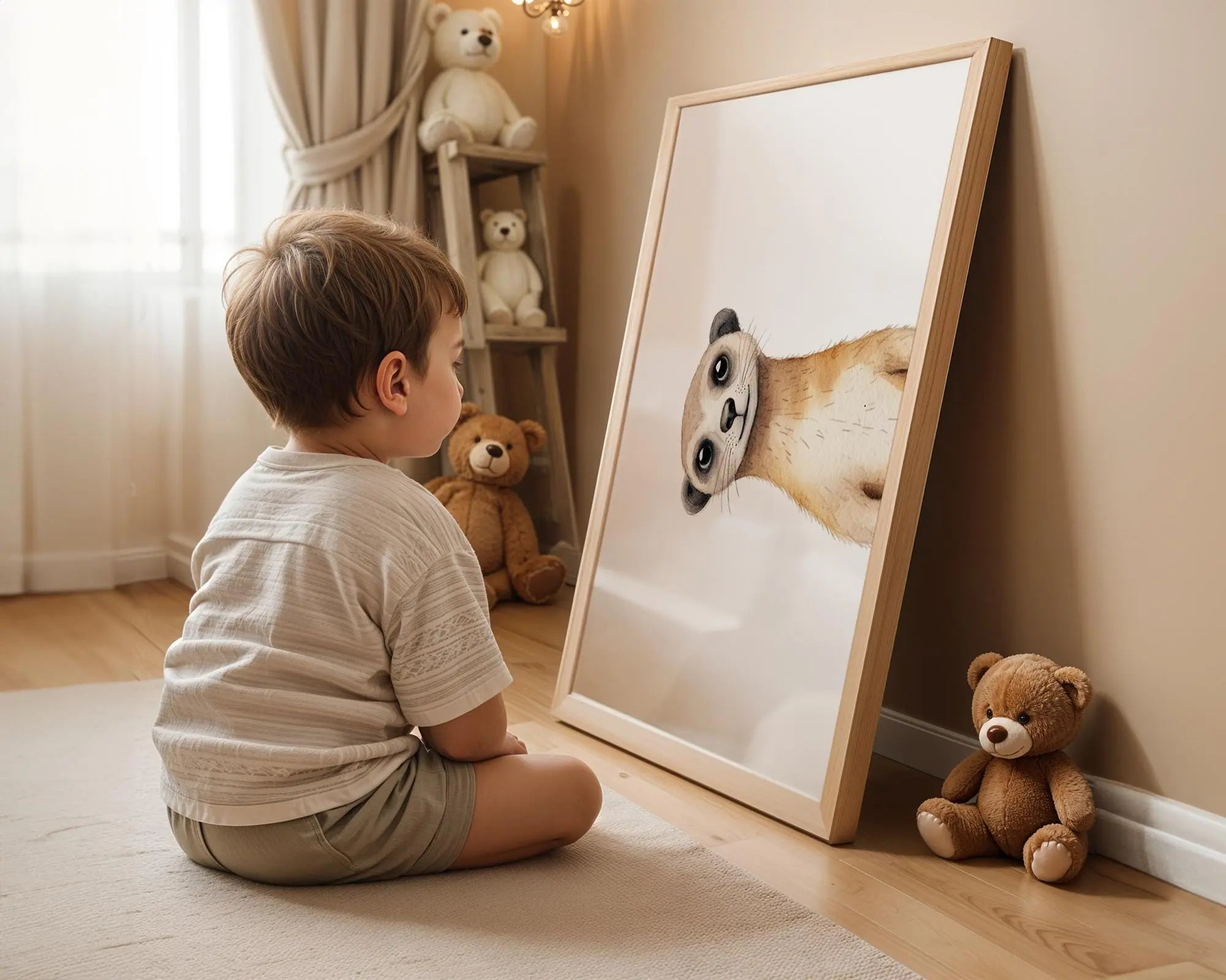 Playroom Ideas | Meerkat Nursery Wall Art | Safari Animal Baby Decor wall art print, modern home decor, unframed artwork by Nomad & Nest