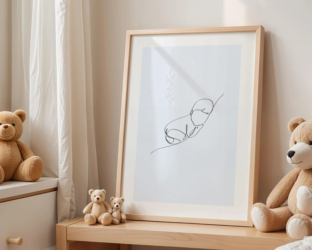 Playroom Ideas | Sleeping Baby Line Art Print | Modern Nursery Wall Ar wall art print, modern home decor, unframed artwork by Nomad & Nest