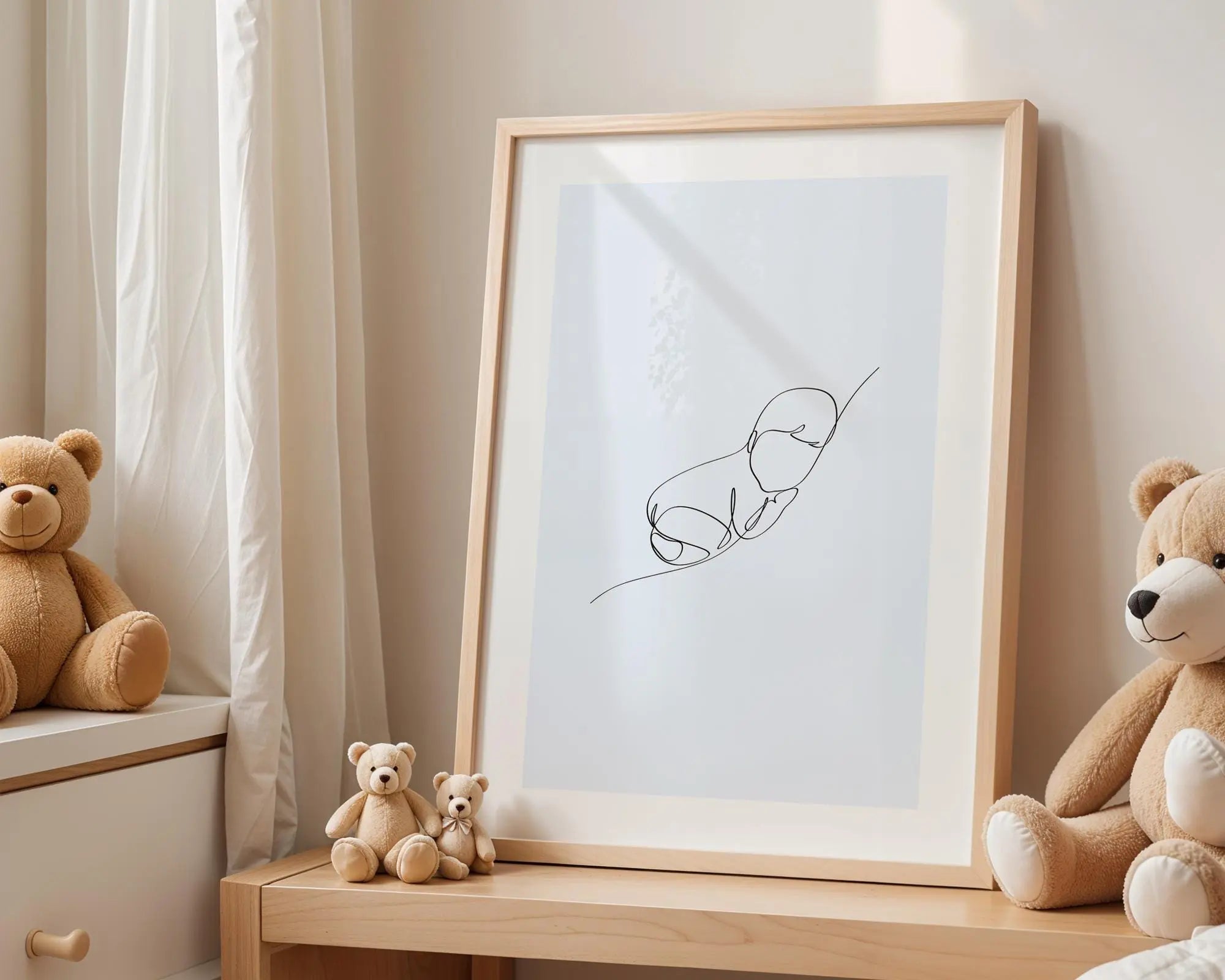 Playroom Ideas | Sleeping Baby Line Art Print | Modern Nursery Wall Ar wall art print, modern home decor, unframed artwork by Nomad & Nest