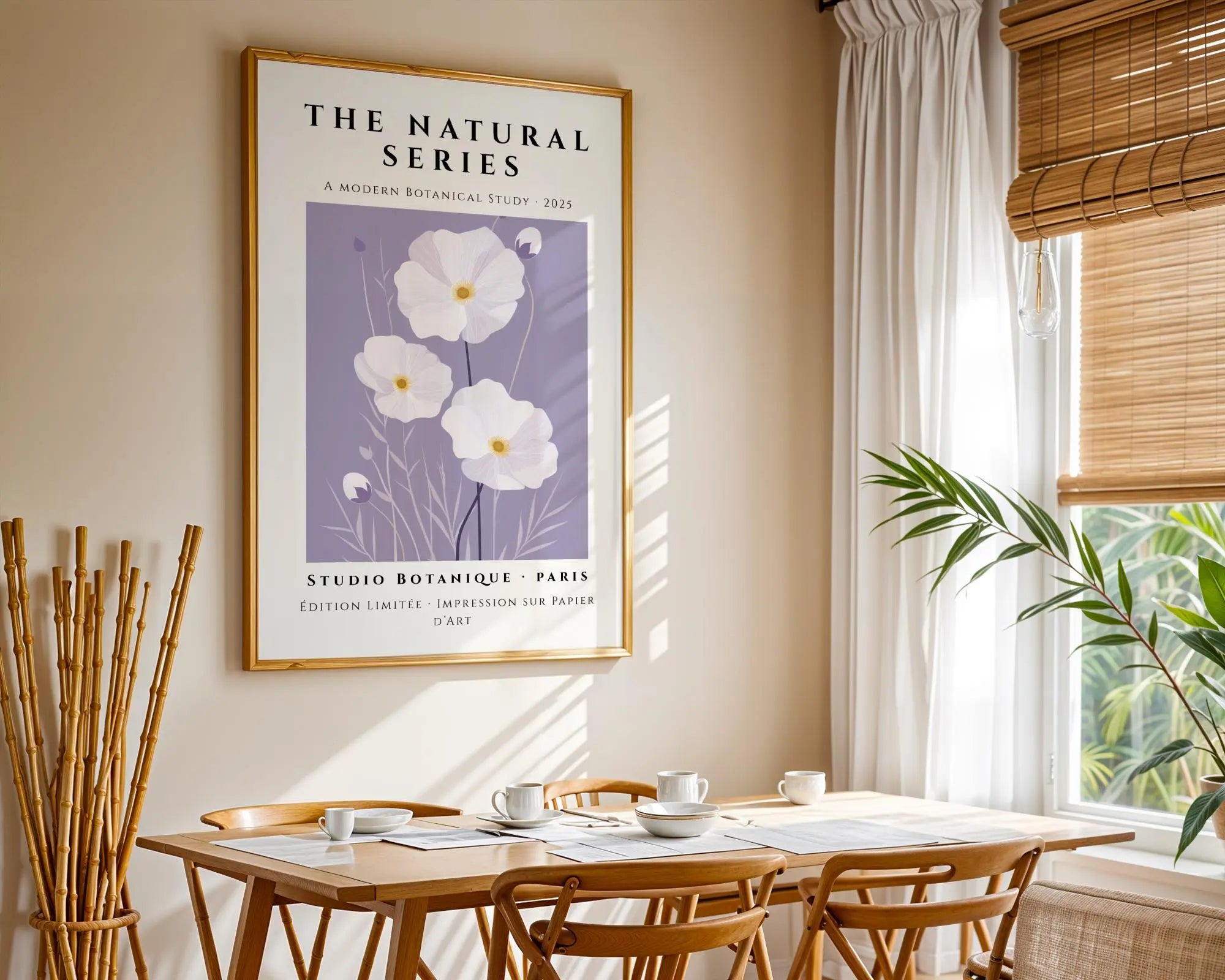 White Cosmos Botanical Print | Elegant Lilac Floral Wall Art wall art print, modern home decor, unframed artwork by Nomad & Nest