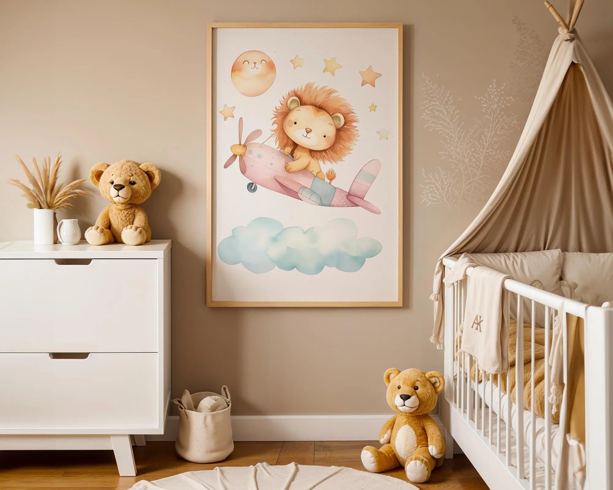 Playroom Ideas | Lion Airplane Nursery Print | Adventure Safari Wall Art wall art print, modern home decor, unframed artwork by Nomad & Nest