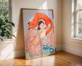 Whimsical Woman with Cat Art Print | Modern Maximalist Decor wall art print, modern home decor, unframed artwork by Nomad & Nest