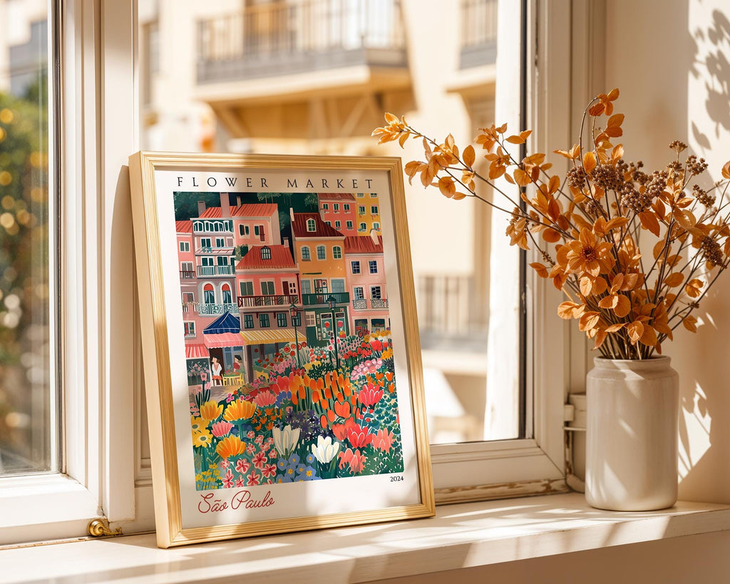 São Paulo Flower Market Print | Brazil Travel Poster wall art print, modern home decor, unframed artwork by Nomad & Nest