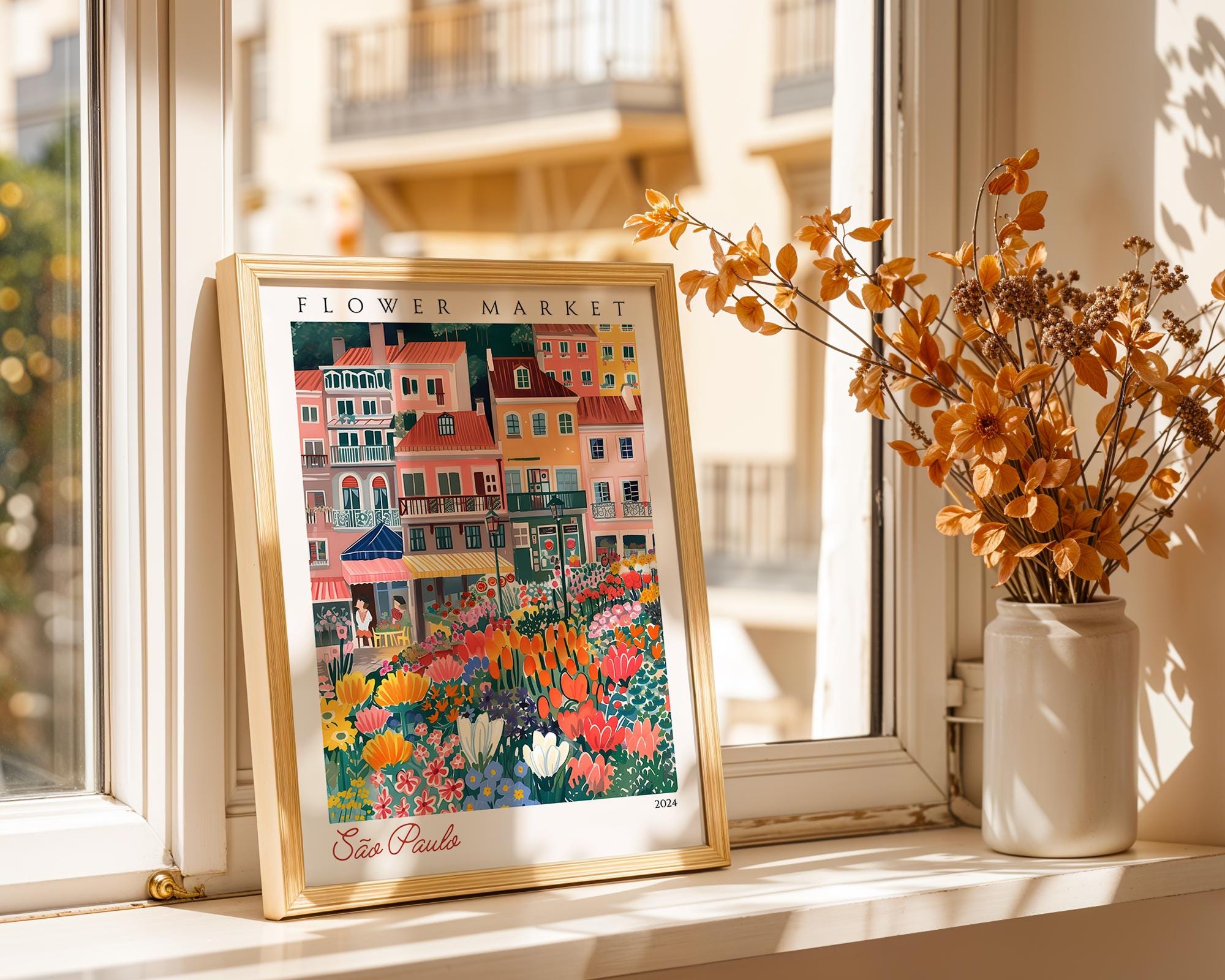 São Paulo Flower Market Print | Brazil Travel Poster wall art print, modern home decor, unframed artwork by Nomad & Nest