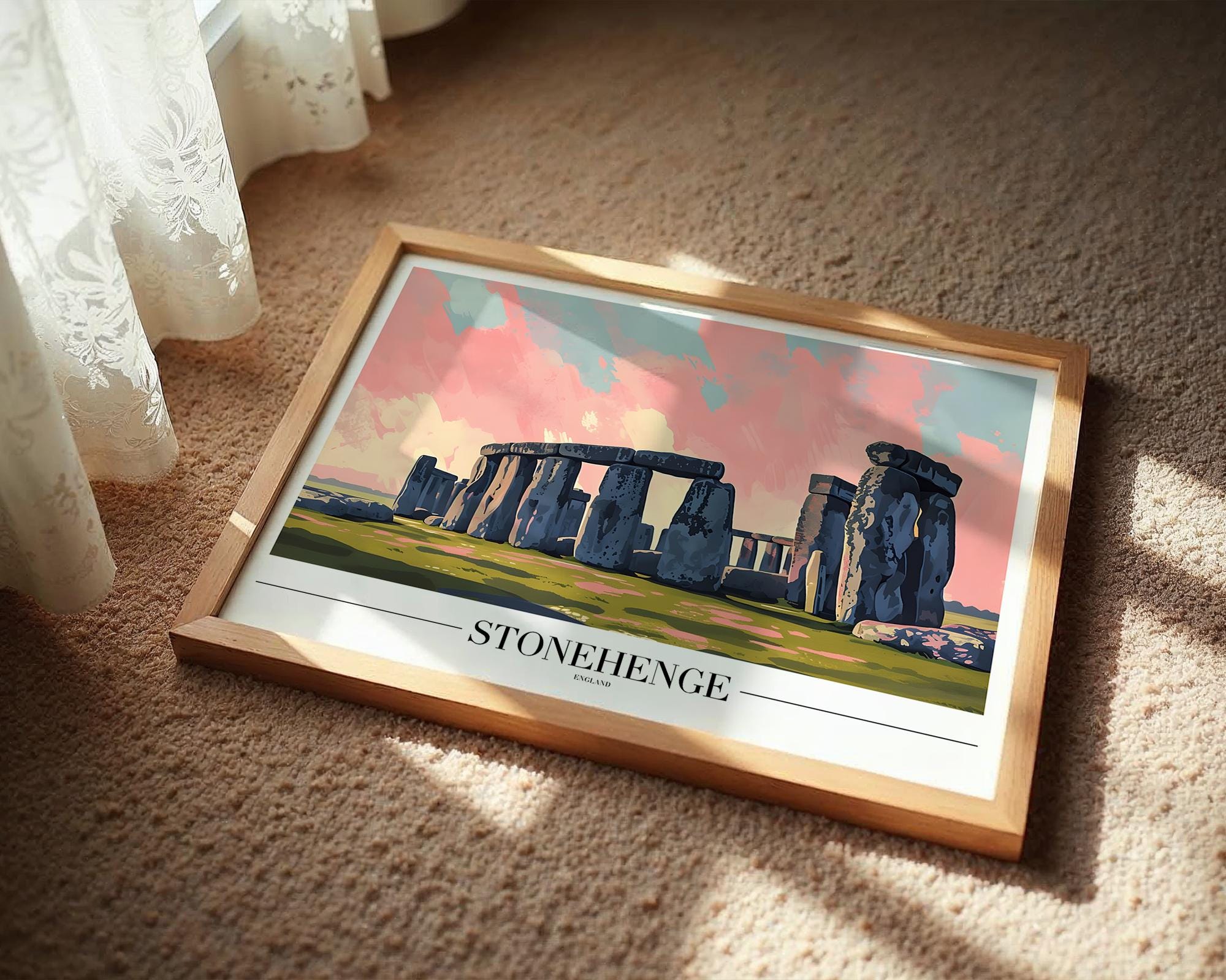 Stonehenge Travel Poster | Mystical British Landmark Wall Art wall art print, modern home decor, unframed artwork by Nomad & Nest