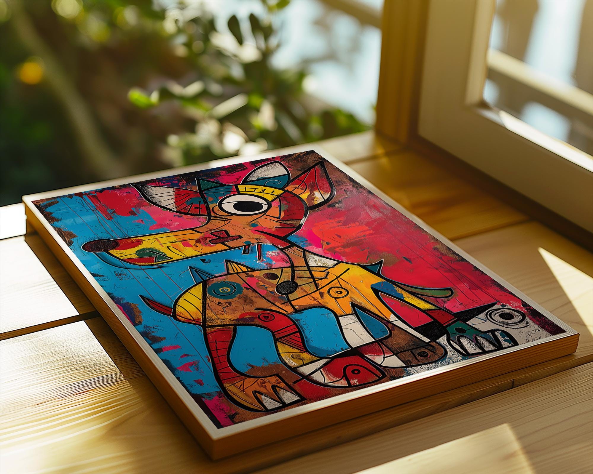 Abstract Dog Art Print | Colorful Cubist Animal Illustration wall art print, modern home decor, unframed artwork by Nomad & Nest