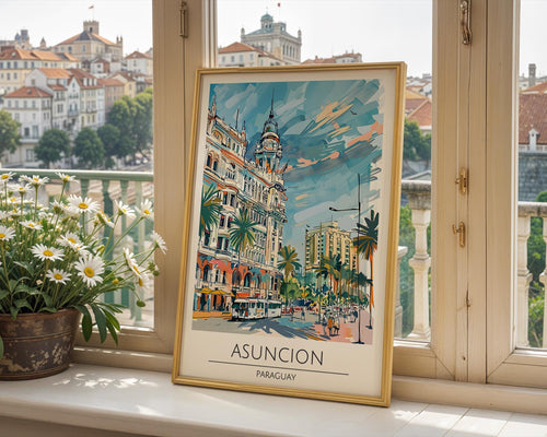 Asuncion Paraguay Print | Vintage South America Travel Poster wall art print, modern home decor, unframed artwork by Nomad & Nest