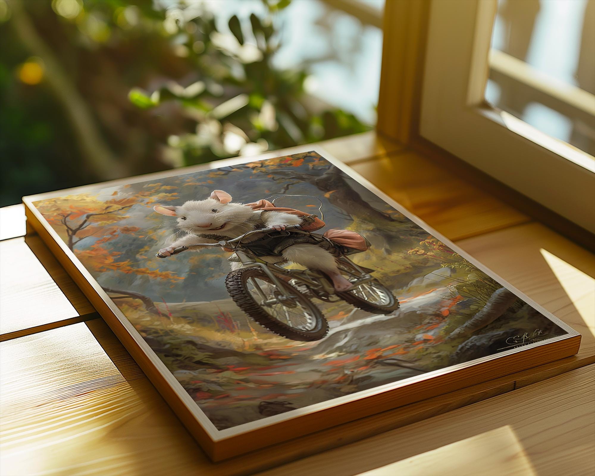Mouse on Mountain Bike Print | Whimsical Animal Wall Art wall art print, modern home decor, unframed artwork by Nomad & Nest