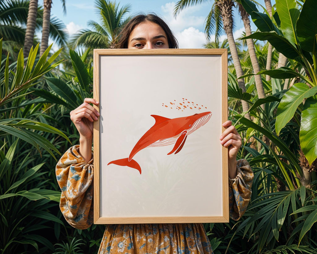 Vibrant Whale Wall Art Print, Scandinavian Nursery Decor wall art print, modern home decor, unframed artwork by Nomad & Nest