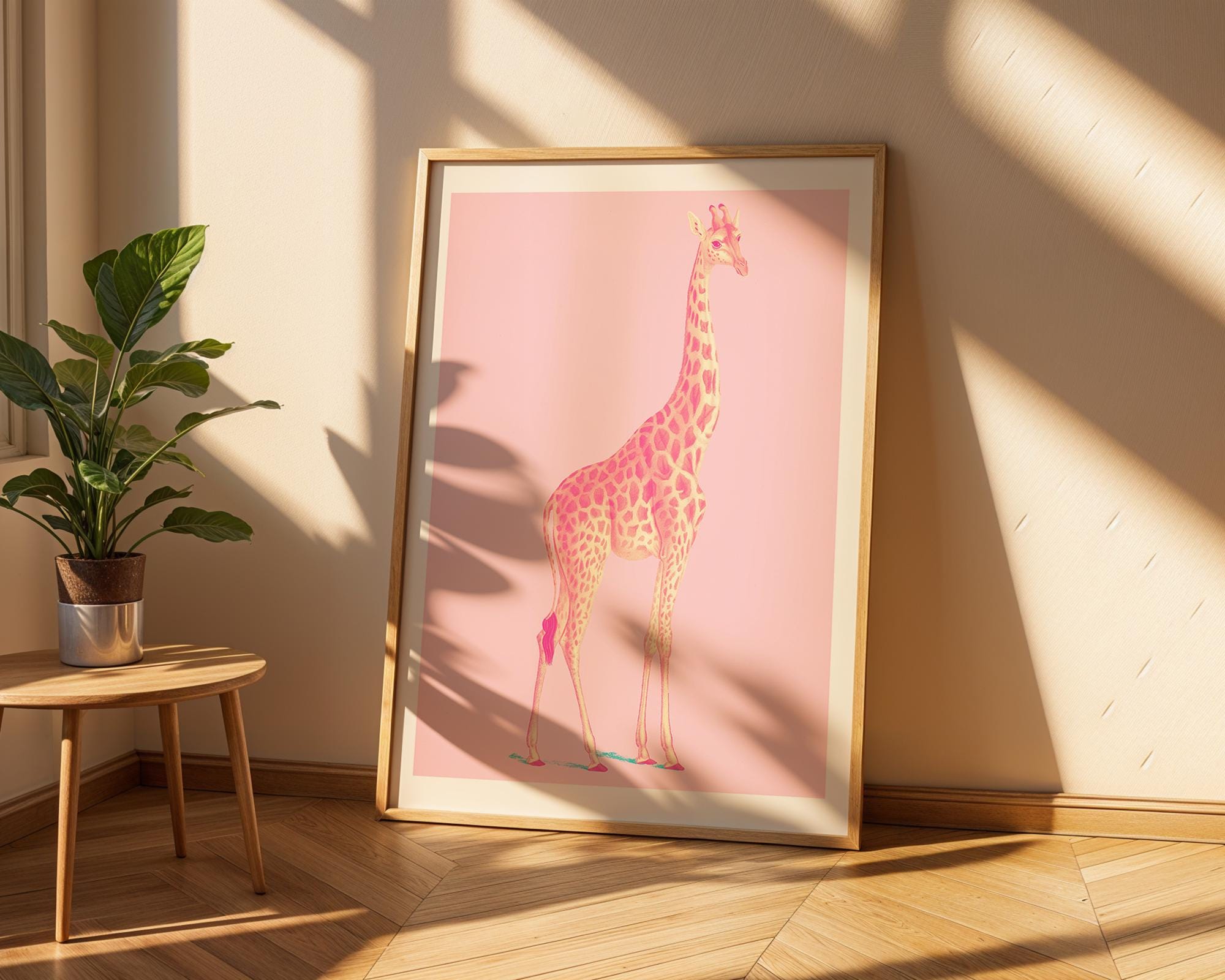 Pink Giraffe Print | Modern Animal Wall Art wall art print, modern home decor, unframed artwork by Nomad & Nest