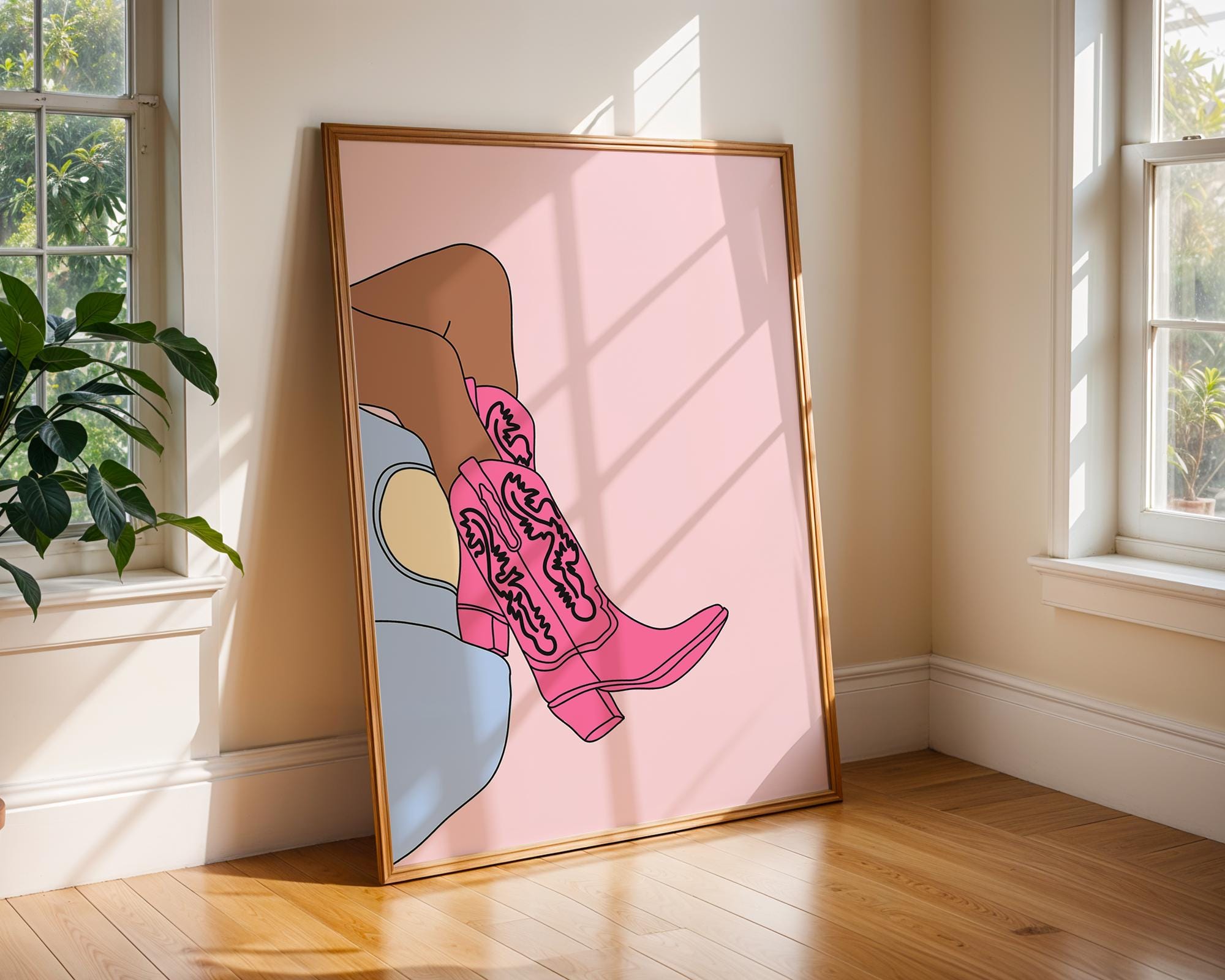 Pink Cowboy Boots Art Print | Coastal Cowgirl Wall Decor wall art print, modern home decor, unframed artwork by Nomad & Nest