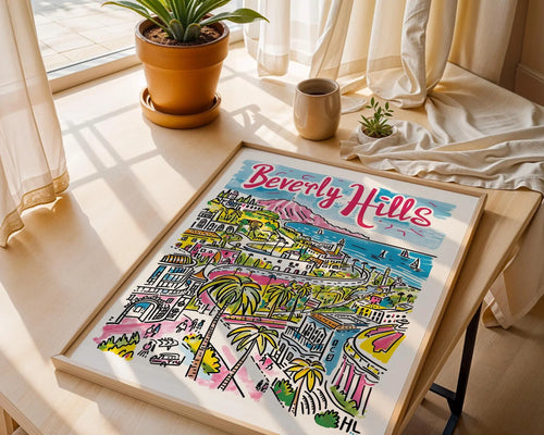 Beverly Hills Art Print | California Coastal Illustration wall art print, modern home decor, unframed artwork by Nomad & Nest
