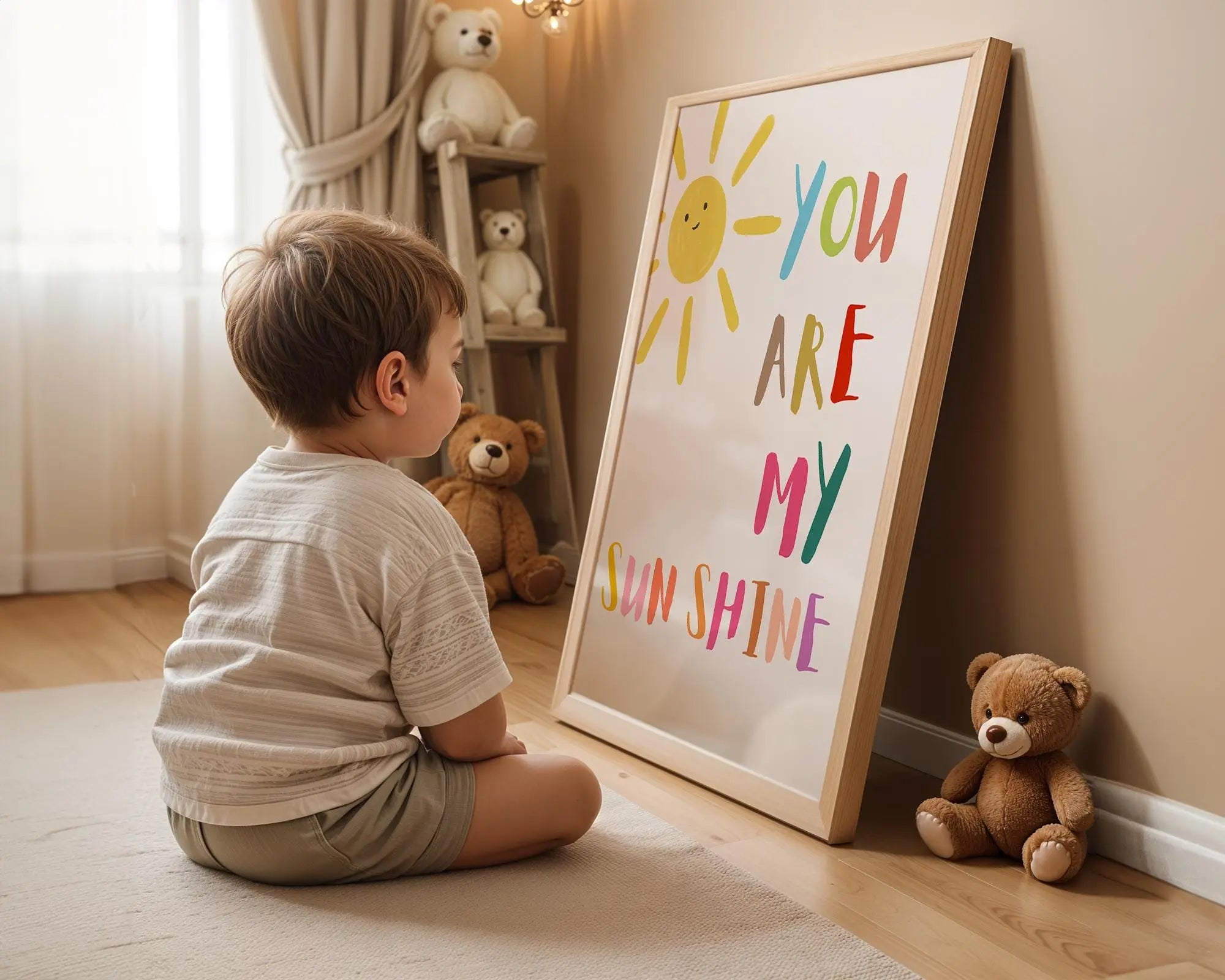 Playroom Ideas | You Are My Sunshine Nursery Wall Art Colourful Typography Print wall art print, modern home decor, unframed artwork by Nomad & Nest