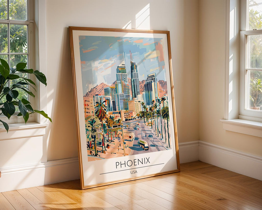 Phoenix Arizona Art Print | Desert City Skyline Poster wall art print, modern home decor, unframed artwork by Nomad & Nest