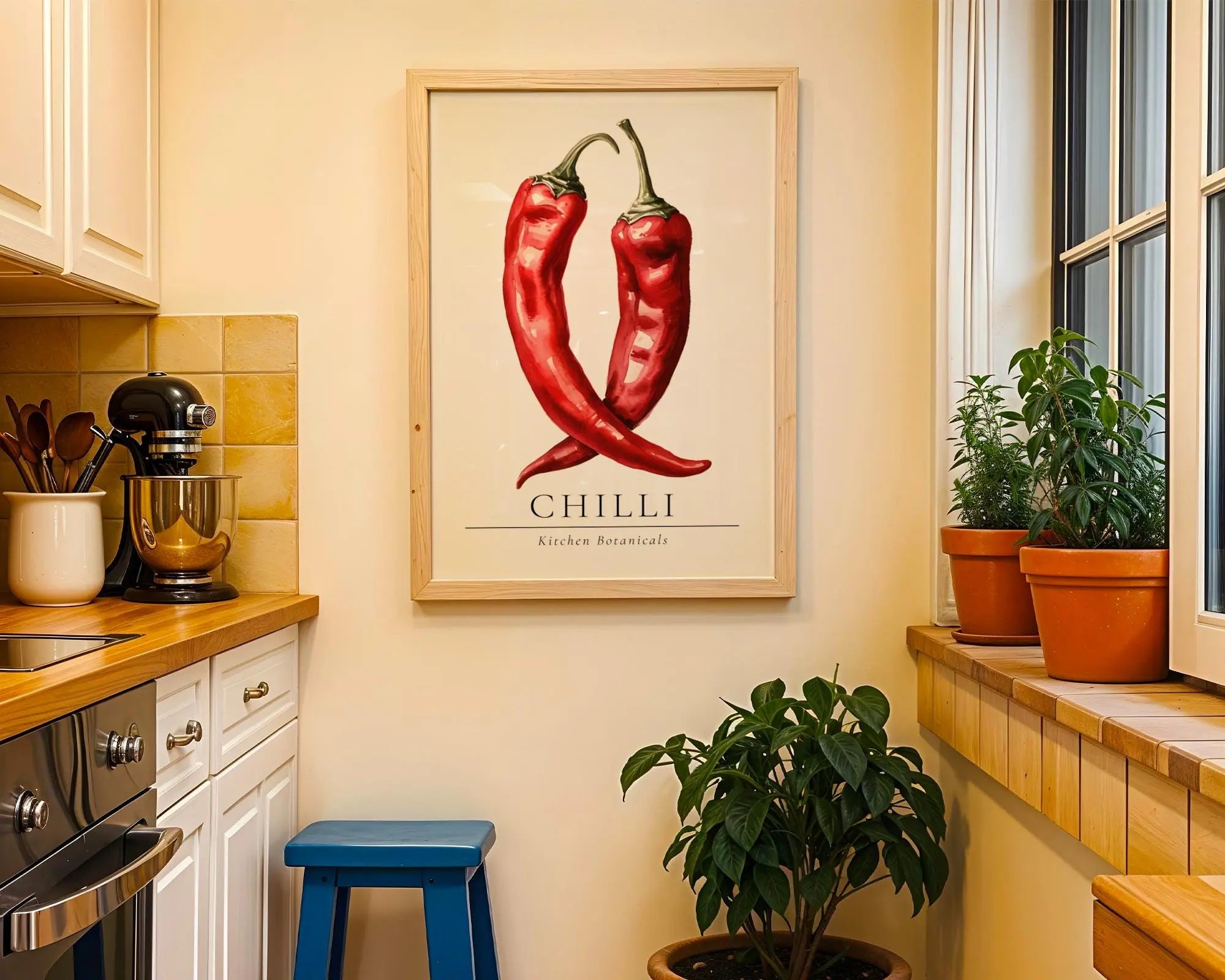 Red Chilli Pepper Botanical Print • Modern Kitchen Wall Art wall art print, modern home decor, unframed artwork by Nomad & Nest