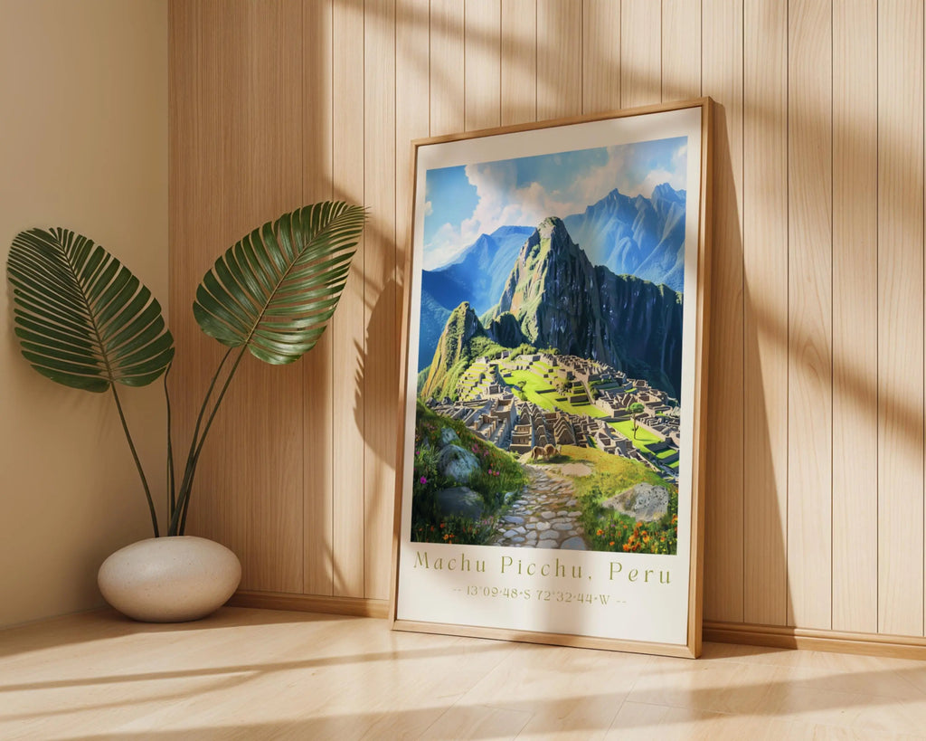 Machu Picchu Travel Poster – Inca Ruins, Mountain Landscape Art Print wall art print, modern home decor, unframed artwork by Nomad & Nest