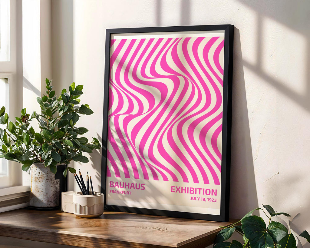 Bauhaus Poster Exhibition Art Print | Pink Geometric Abstract wall art print, modern home decor, unframed artwork by Nomad & Nest