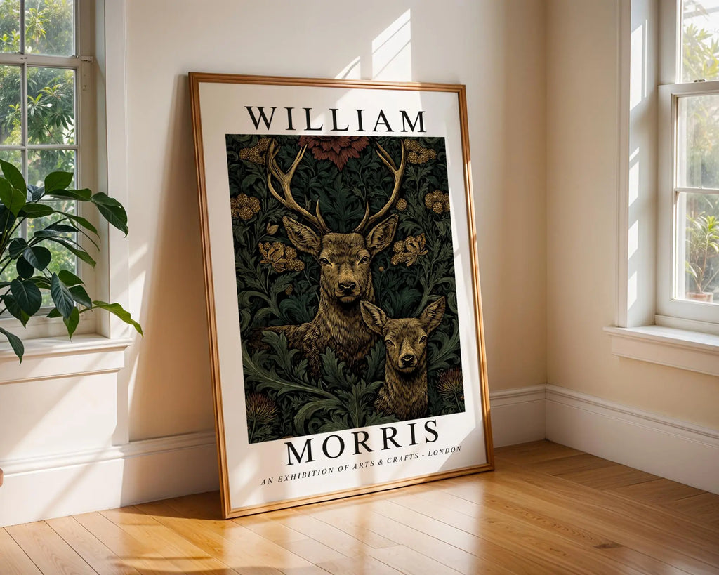 William Morris Print Deer  | Vintage Arts & Crafts Wildlife Poster wall art print, modern home decor, unframed artwork by Nomad & Nest